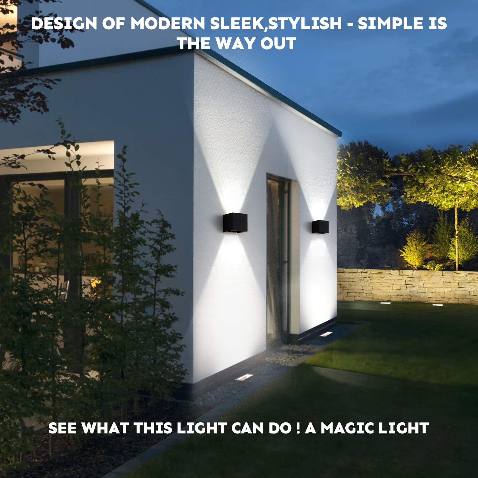 Scpitw 20W Waterproof Outdoor Wall Light, Adjustable Beam, 6500K, 2 Pack - Modern Design