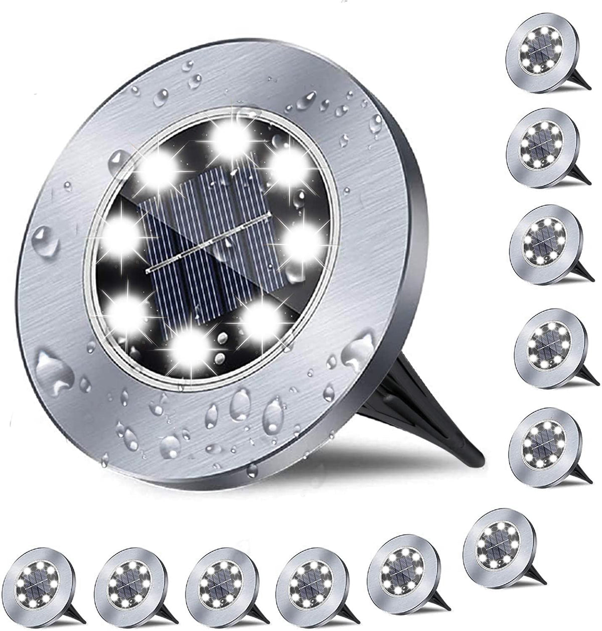 Solar Ground Lights, Waterproof Garden Upgraded Outdoor Bright In-Ground Landscape Lights For Pathway,Yard,Deck,Lawn,Patio,Walkw