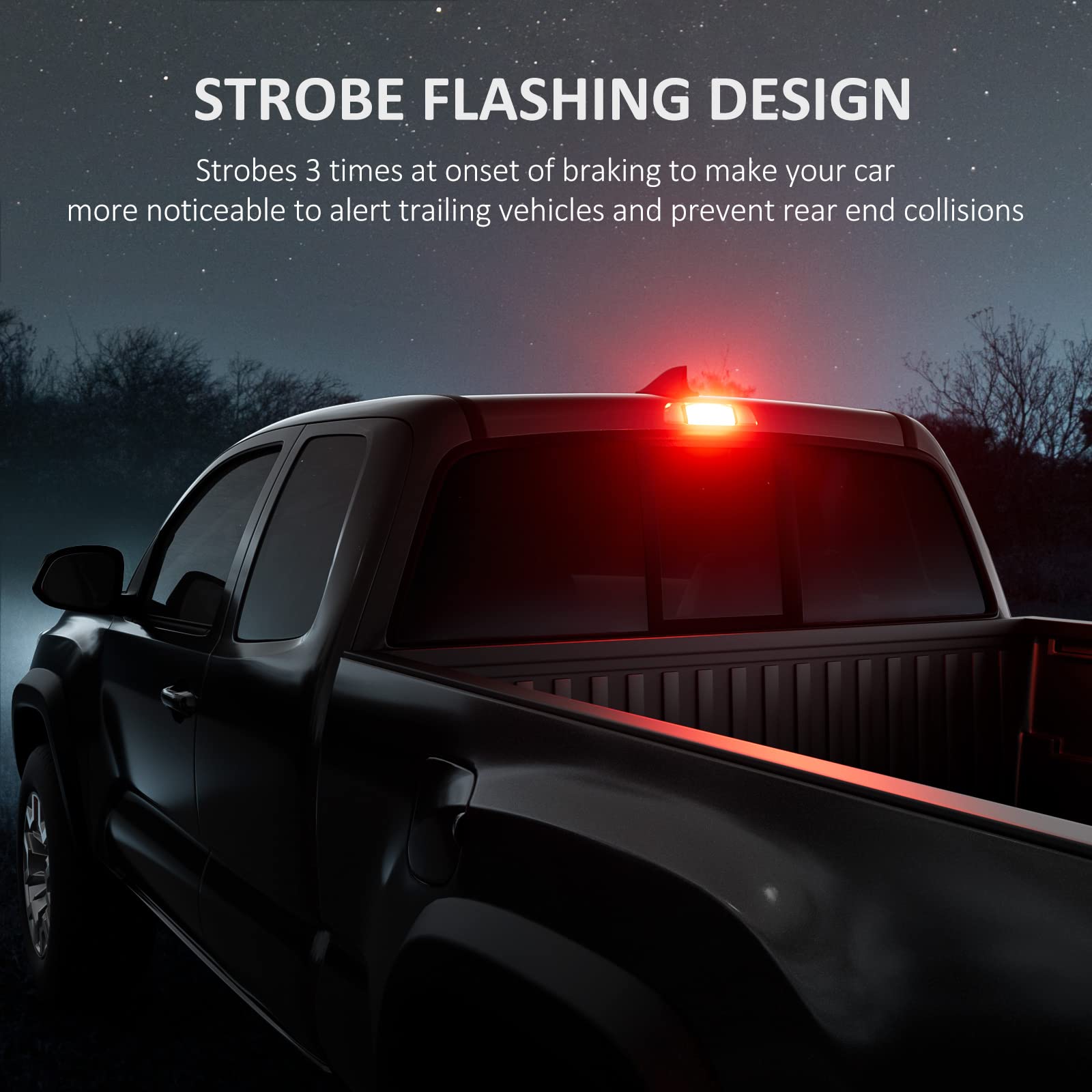 FANTELI 912 921 LED Bulb - Strobe Flashing Brake Light, 300% Brighter, Brilliant Red, Aluminum, Model 921-2835-21-RED-F