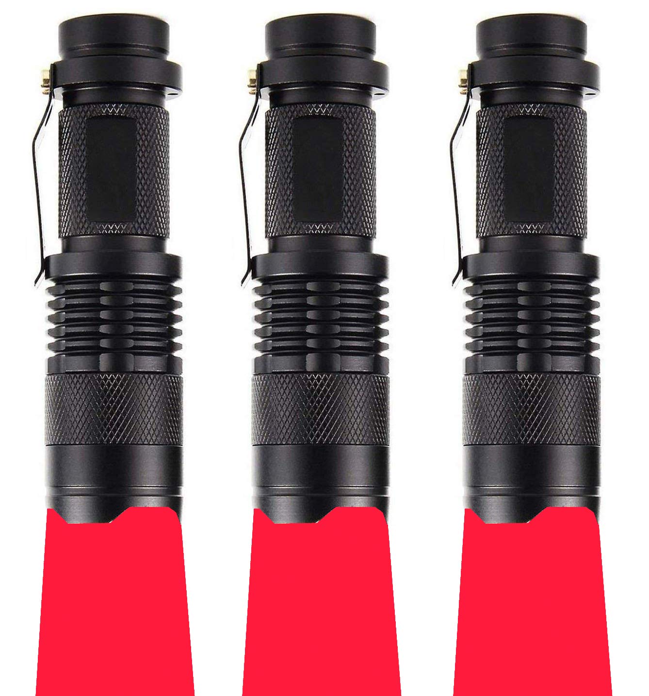 WAYLLSHINE (Pack of 3 Single Mode Red Light Flashlight, 1 Mode Red LED Flashlight Red Flashlight Torch, Red LED Red Light for As