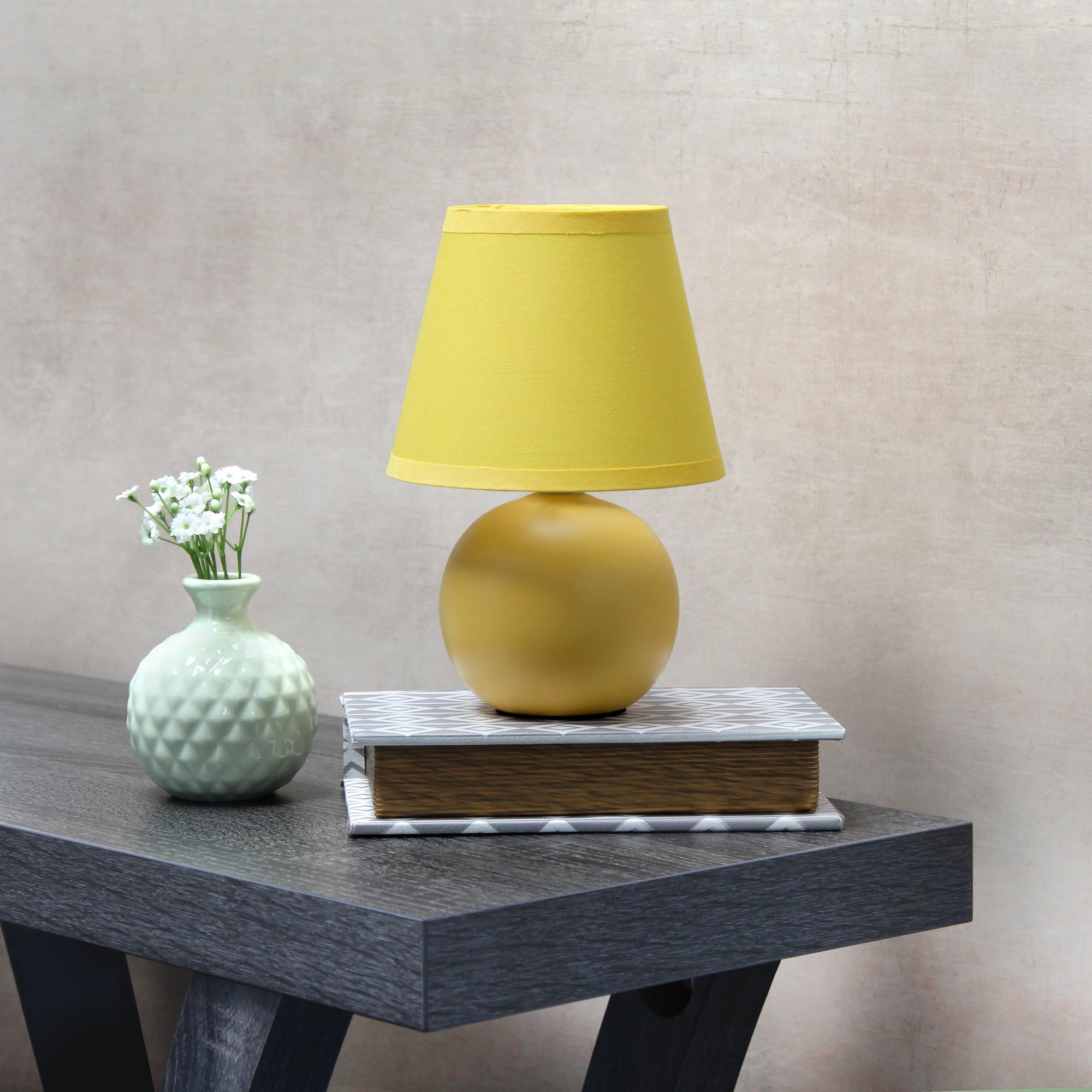 Simple Designs Ceramic Globe Table Lamp, Yellow, Model Lt2008-Ylw, Stylish Home Decor Lighting