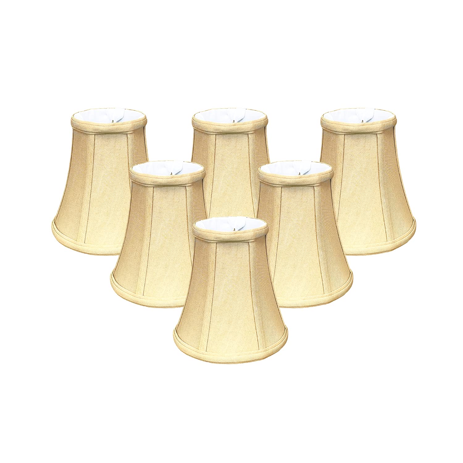 Royal Designs, Inc. True Bell Lamp Shade, Faux Silk, 3.5in x 6in x 6.25in, Antique Gold, 6-Pack, Model BS-704FC-