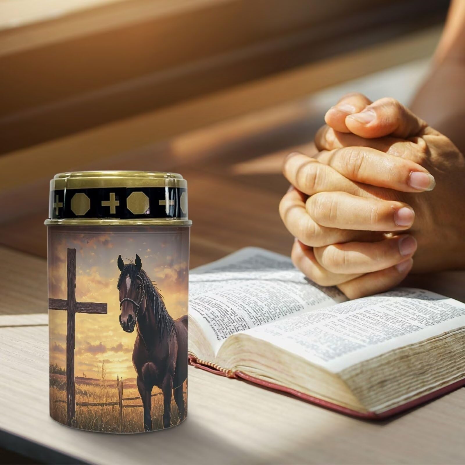 Psesaysky Cross Horse Solar Stake Lights Multipurpose Solar Pathway Lights Cemetery Decorations for Grave Outdoor Lights Landsca