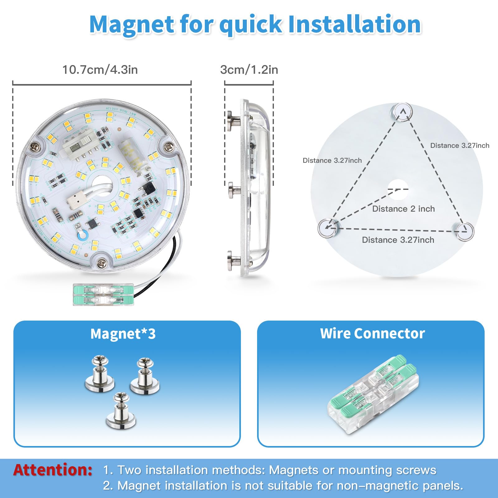Caisens 4 Inch LED Ceiling Fan Light Kit, 18W 2200LM, Dimmable, 3CCT 3000/4000/5000K, Model CS