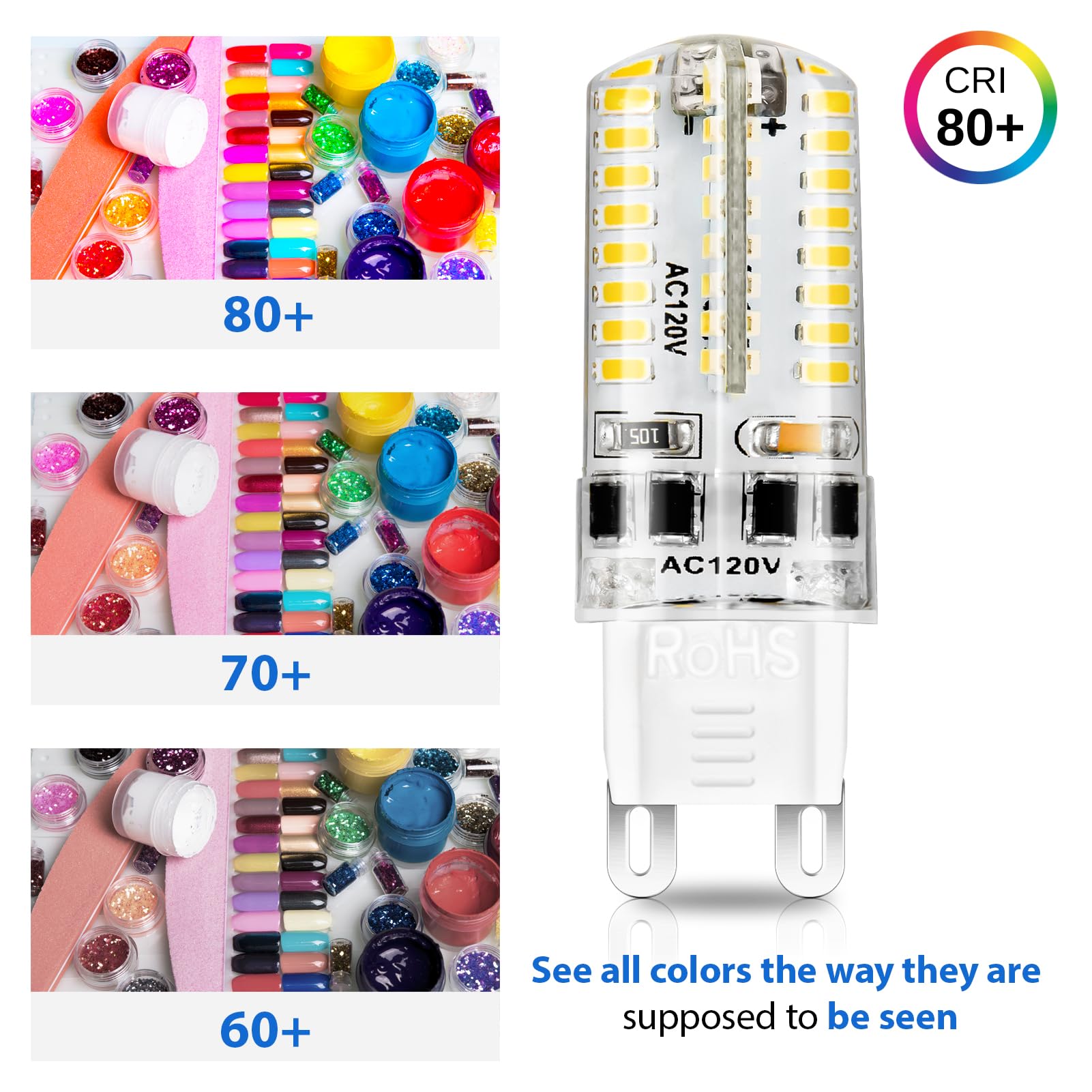 YGS-Tech G9 LED Bulb Dimmable 4W 2700K Ultra Warm White 6-Pack, CRI80, Plastic