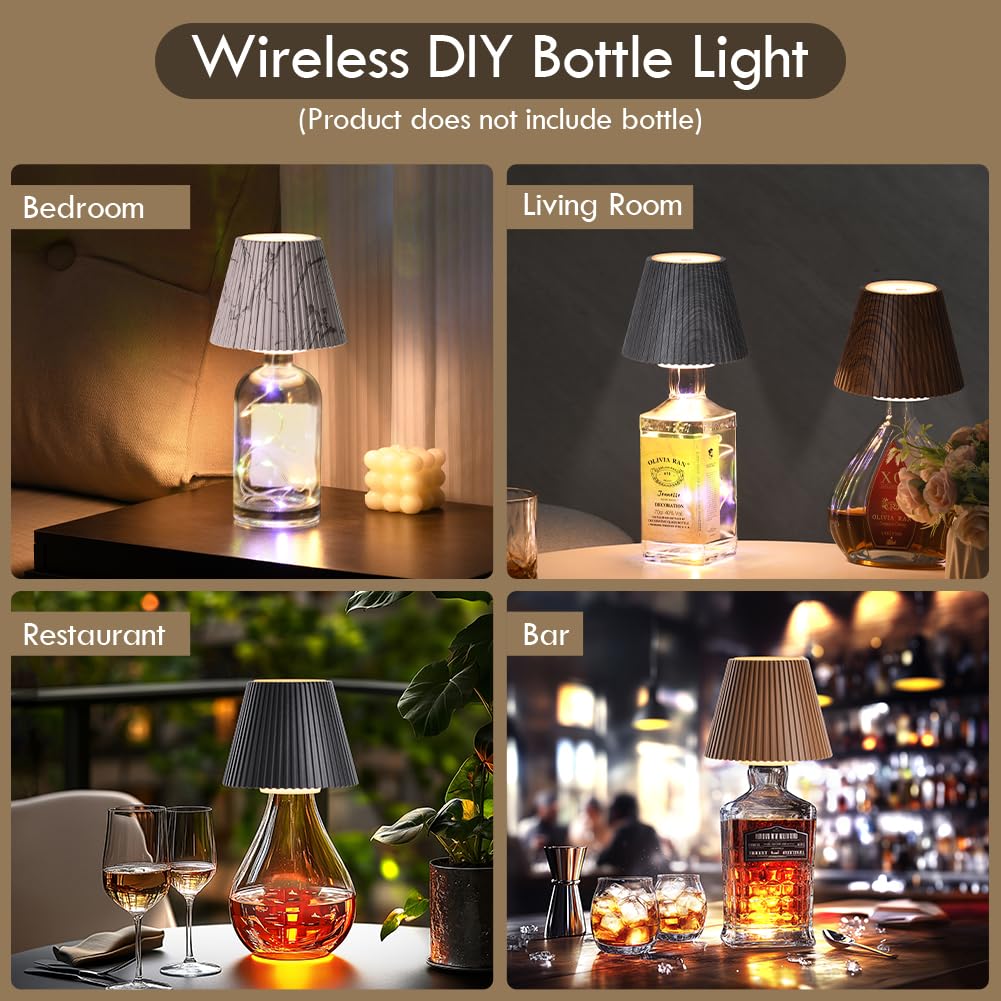 Wilit Wireless Lamp Shades For Table Lamps, 3-Level Brightness Wine Bottle Lights, Cool Desk Lamps For Bar Decor, Wine Lamp With