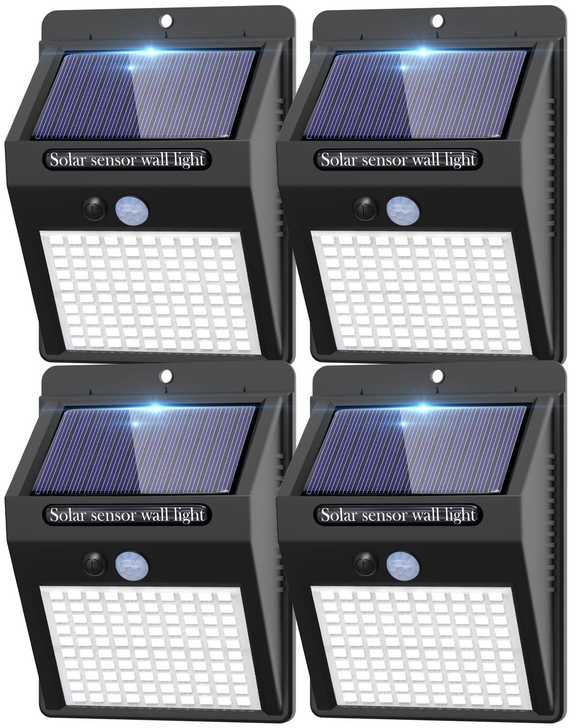 kolpop 4 Pack Solar Motion Lights, 100 LED, IP65 Waterproof, Wireless, Cool White, Model WS05-4