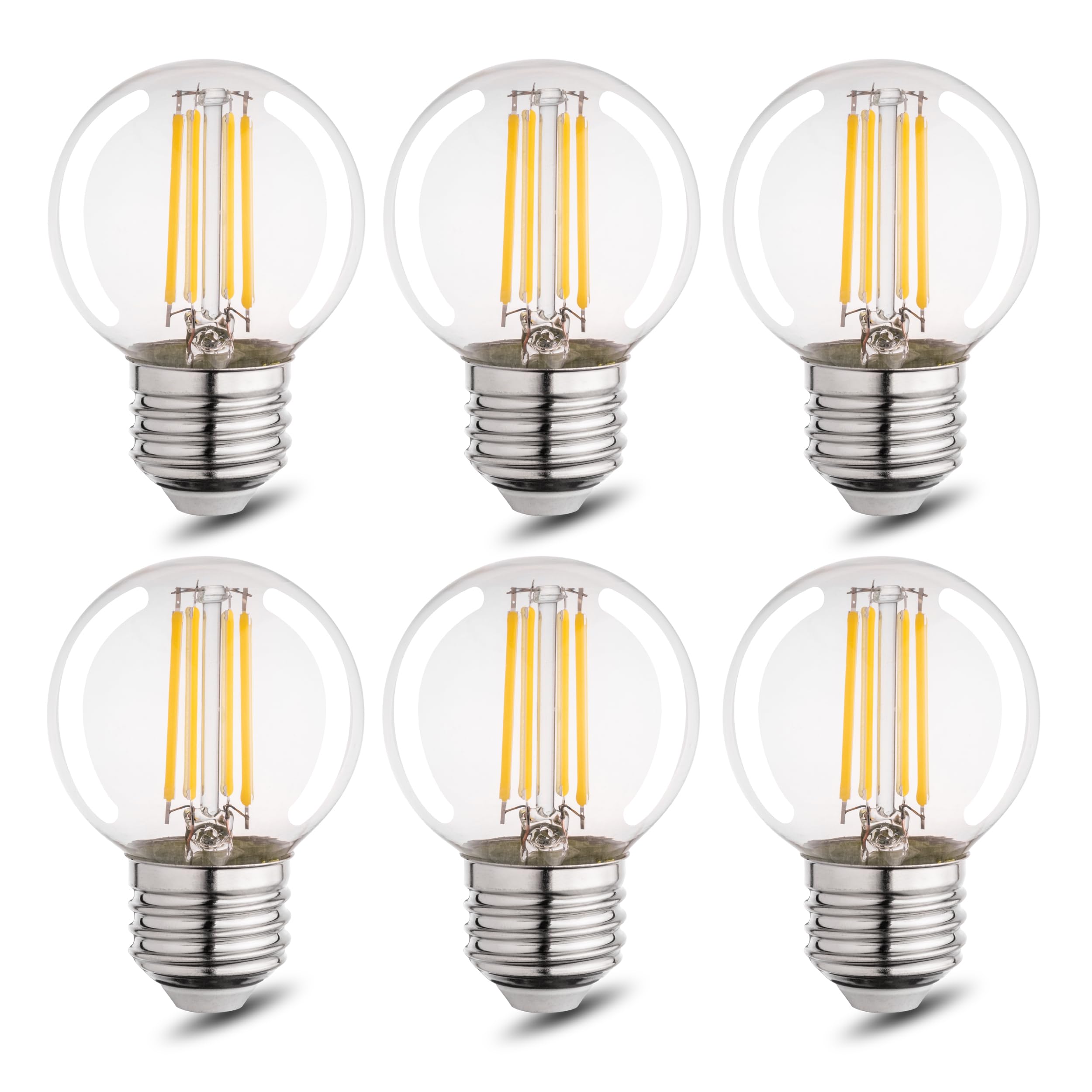 Runquiz G16.5 Led Bulb, Small Round Edison Light Bulbs, E26 Dimmable Globe Clear Vanity Light Bulbs, 6W 4000K Vintage Led Filame