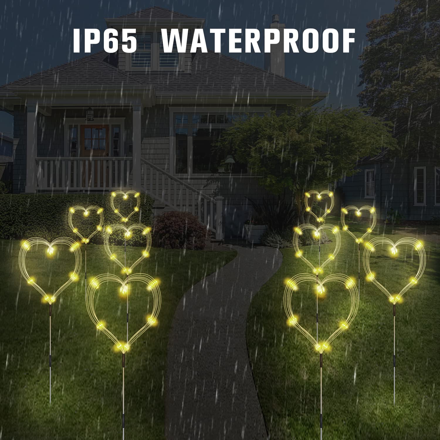 6 Pack Solar Garden Lights Outdoor, Firework Lights 8 Modes With Remote Diy Outdoor Decor,120 Led Waterproof Garden Fireworks Lamp, Landscape Outdoor Light For Pathway Backyard Lawn (Warm White)