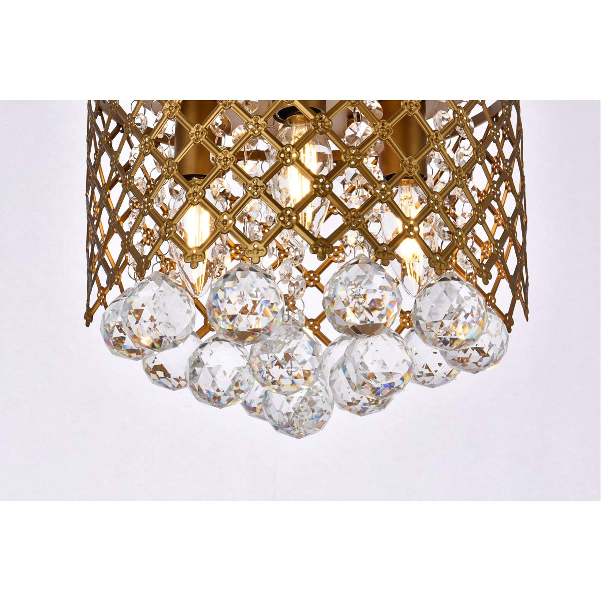 Elegant Lighting Living District Tully 3-Light Contemporary Metal Flush Mount in Brass and Clear