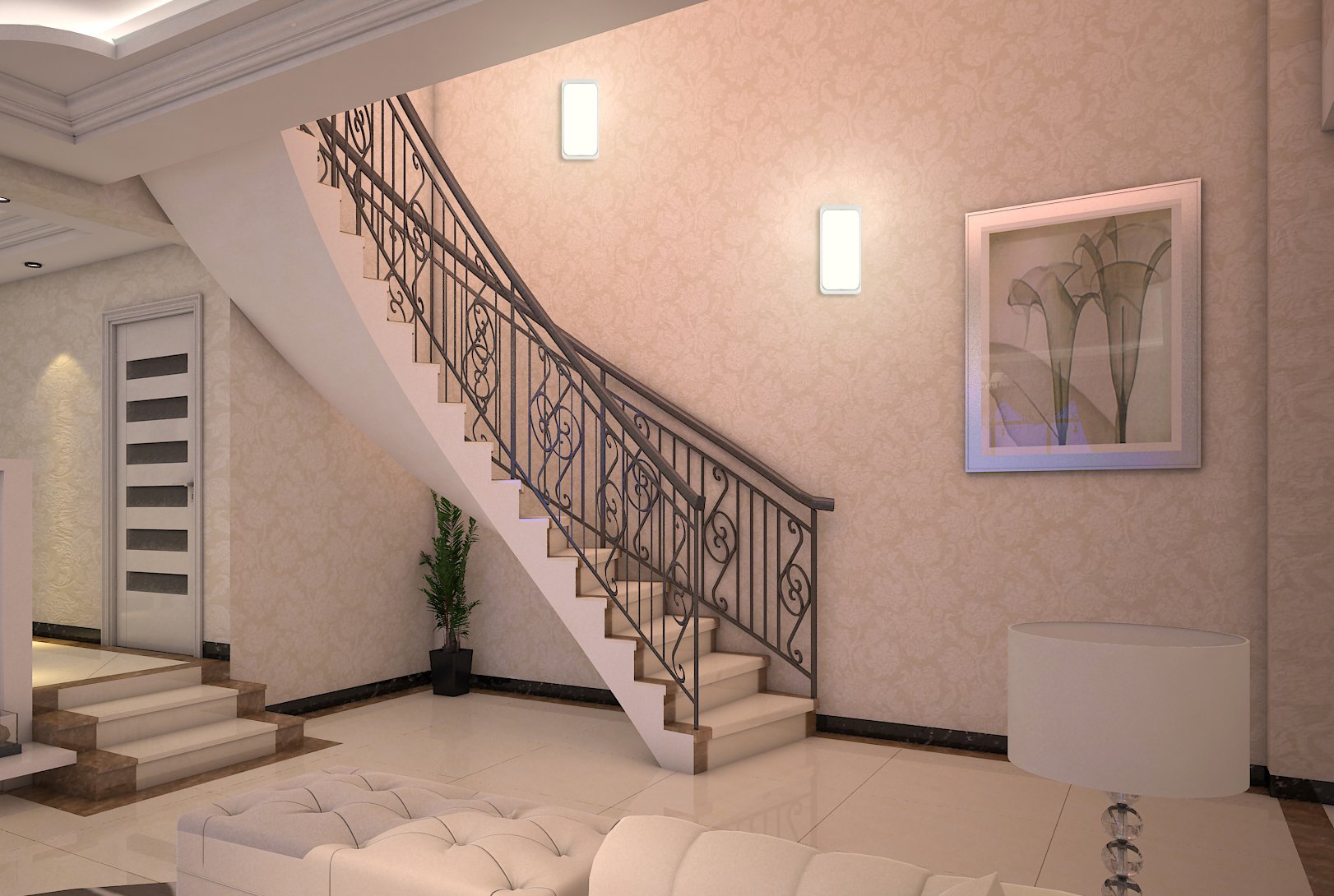 eSenlite Outdoor/Indoor Security Light 12W(80W Lamp Equivalent) 110V AC Powered Wall Surface Mounted LED Lights, Build in Dusk t