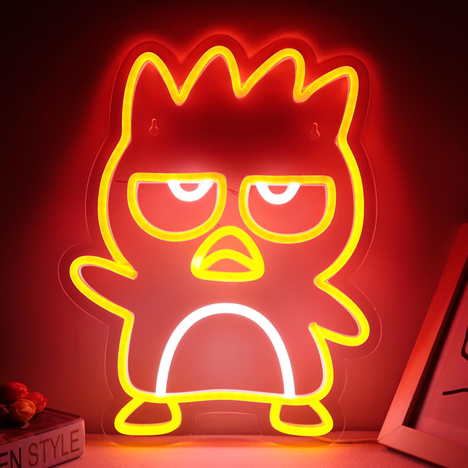 WonderfulLife Neon Penguin Sign for Office Decor, LED Lights, Kawaii Cartoon, Perfect for Childrens Room, Model kqe