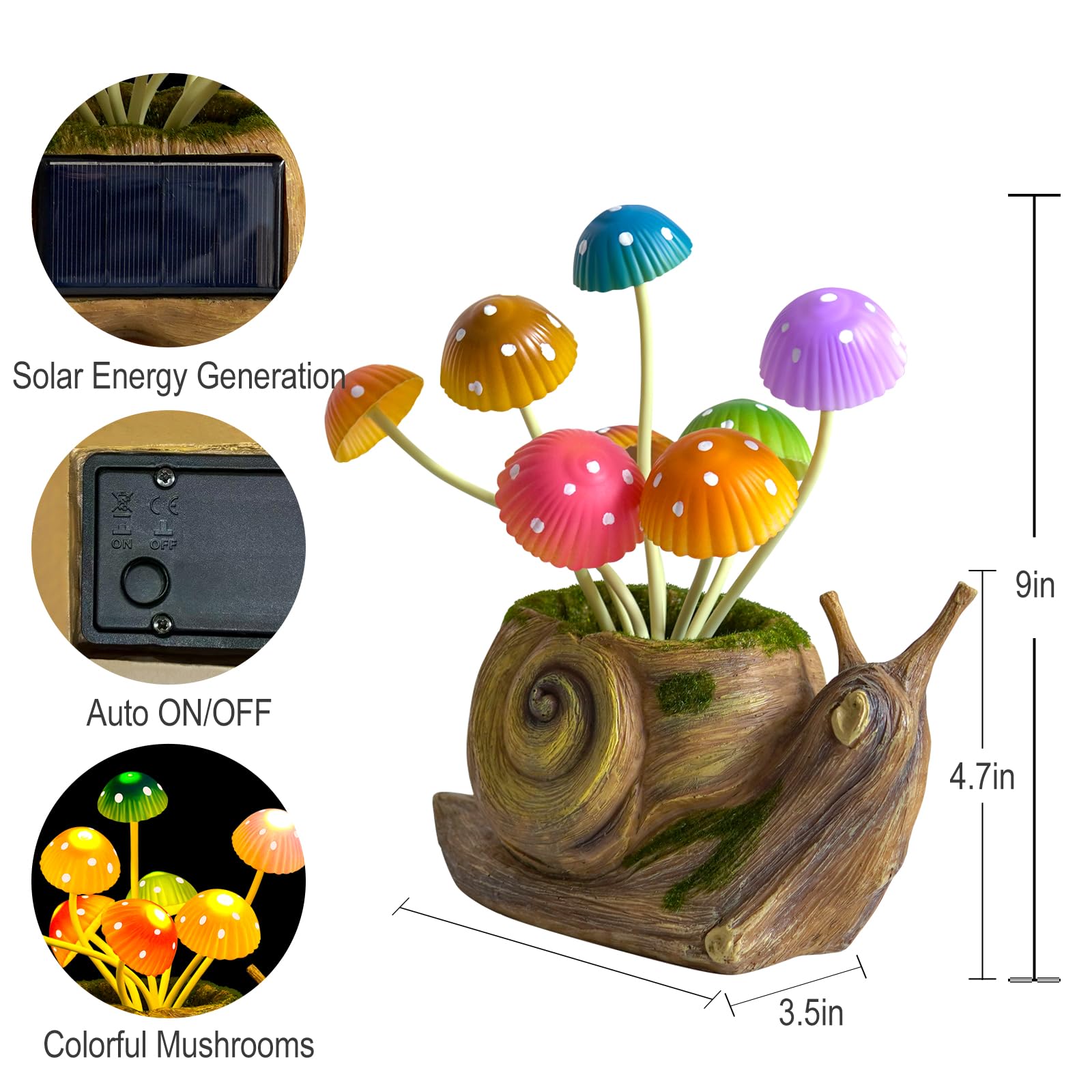 Solar Lights Outdoor Fairy Garden Accessories, Snail Statues Garden Decor For Outside, Easter Gifts Yard Decorations Patio Lawn