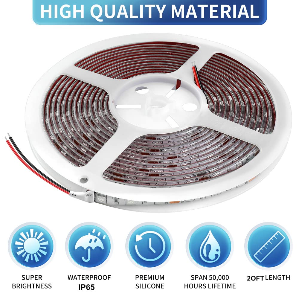 Vbakor RV Awning LED Lights, Waterproof 12V 20FT Light Strip for Campers, White