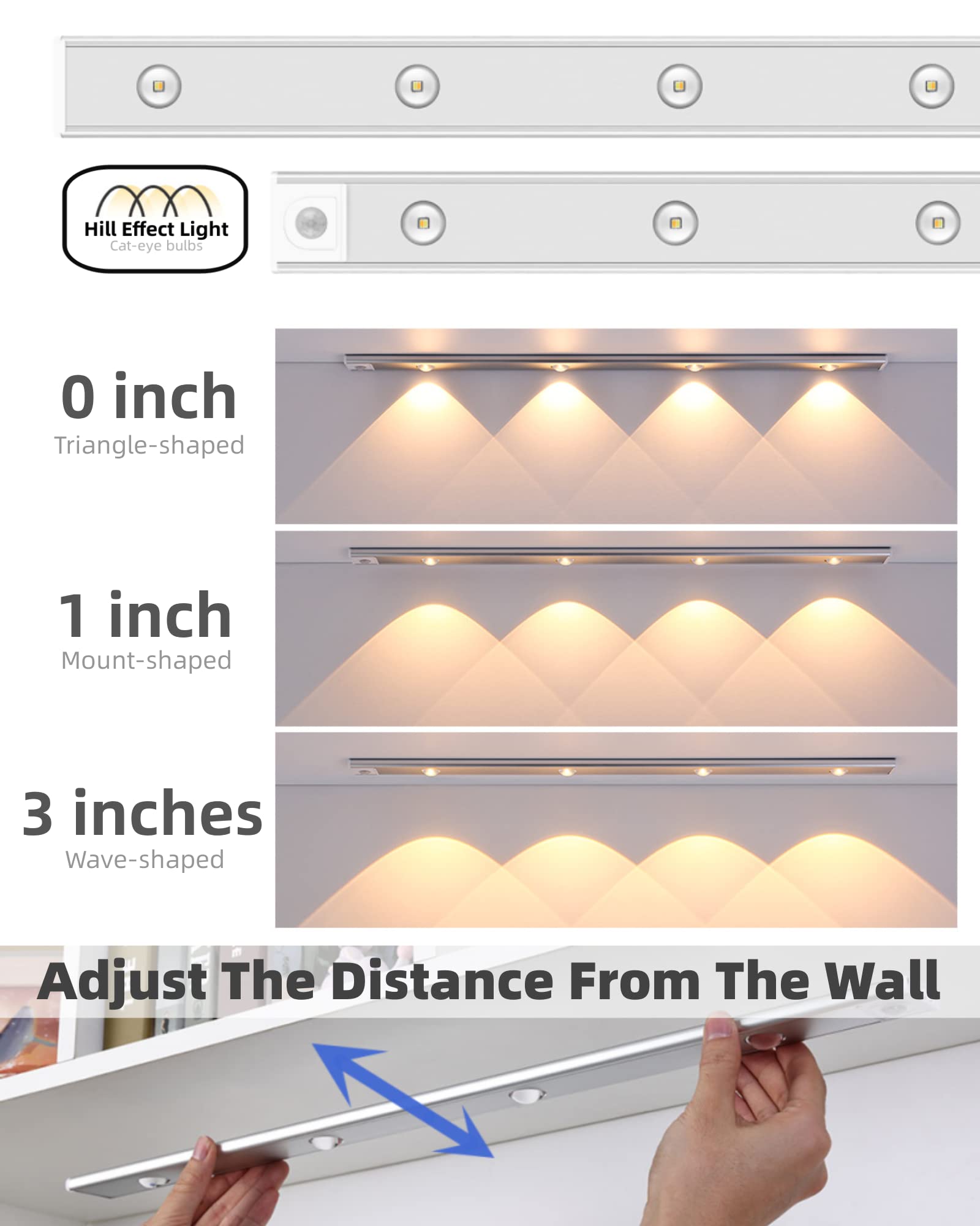 Garto Silver Led Under Cabinet Light 2 Pack - 11.81 Inch Motion Sensor Usb Rechargeable