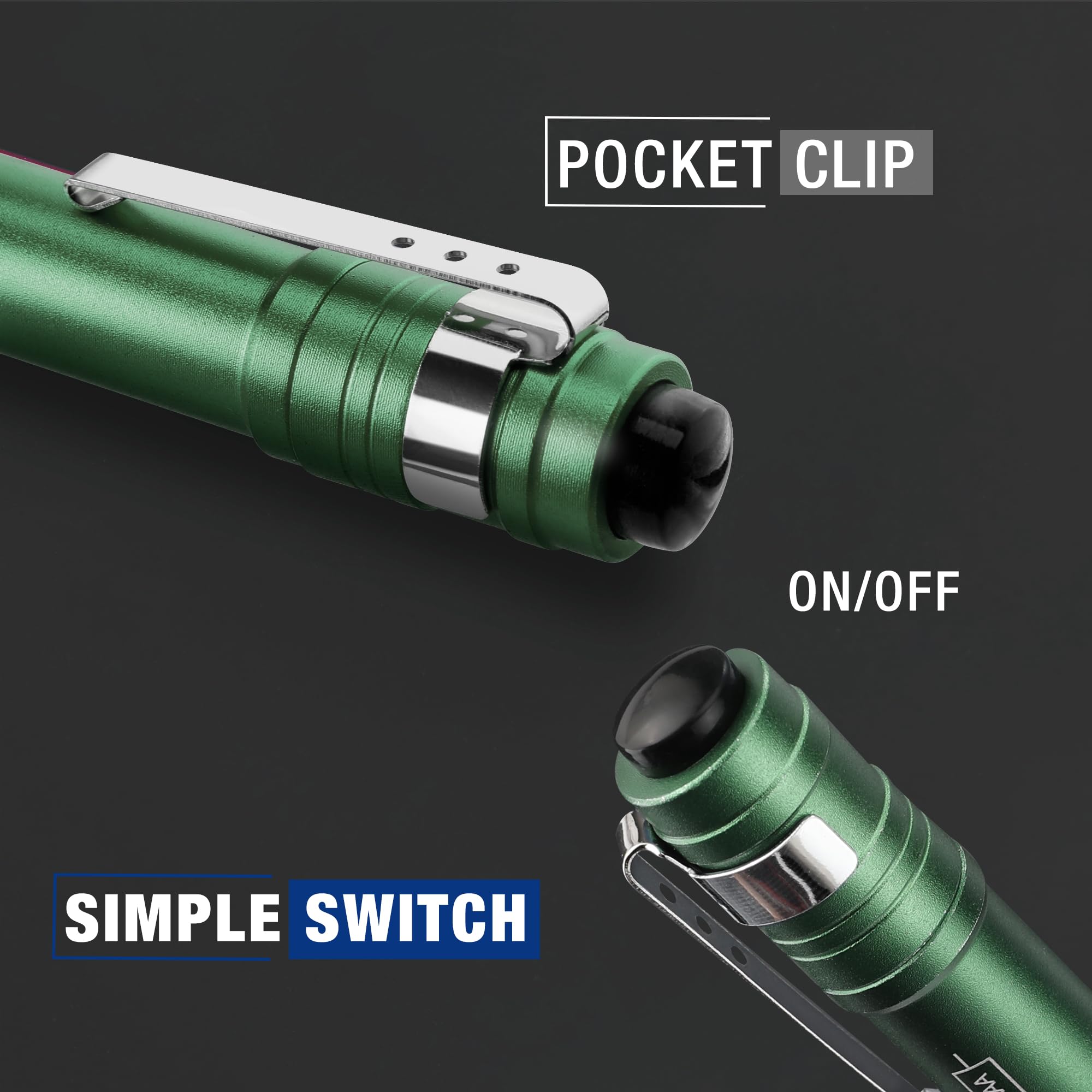 Workpro Led Pen Light, Aluminum Pen Flashlights, Pocket Flashlight With Clip For Inspection, Emergency, Everyday, 2Aaa Batteries Include, Green(4-Pack)
