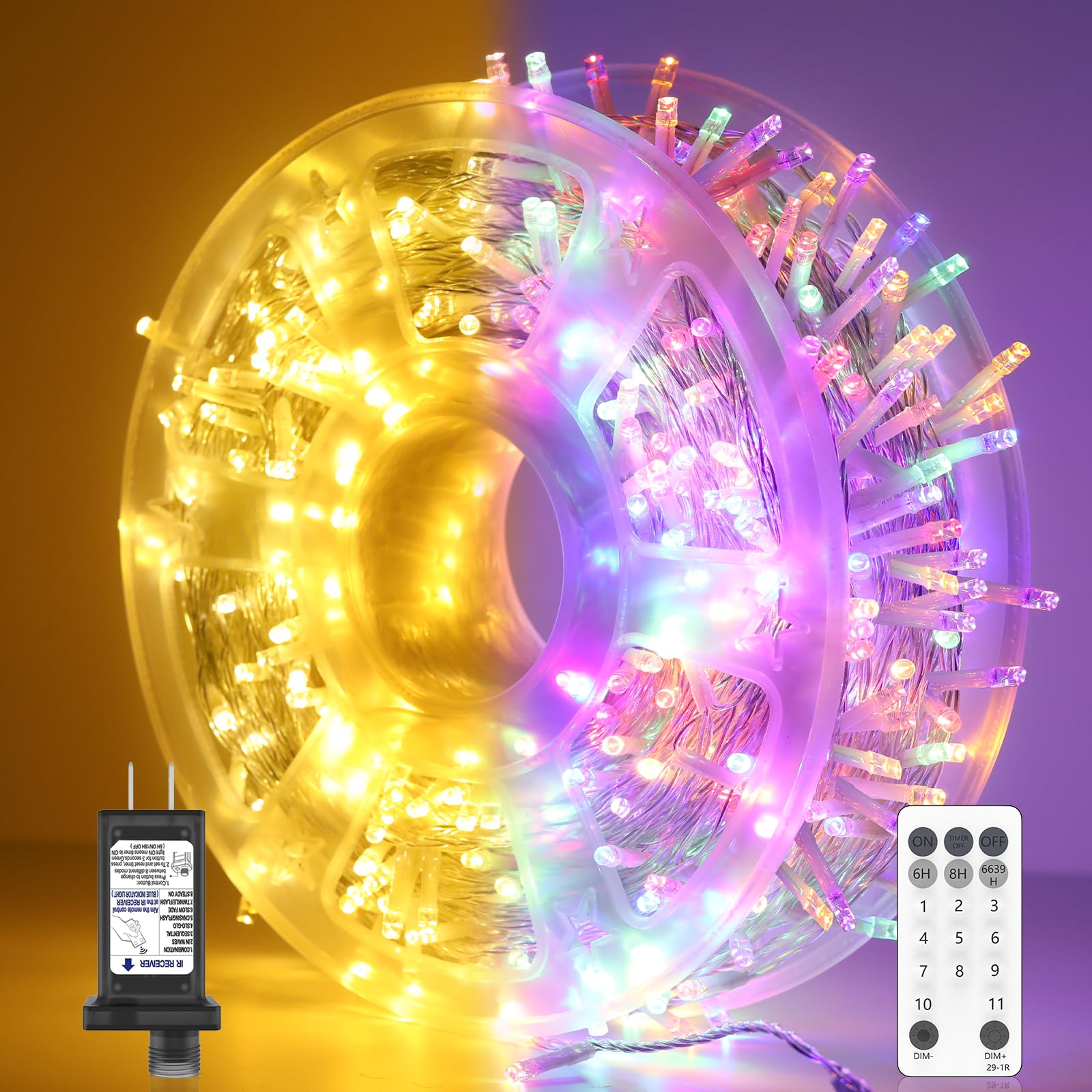 Soiarllt 600 LED Christmas Fairy String Lights, 246FT, Waterproof, Color Changing, 11 Modes, Warm White to Multicolor, Model SW006-A-600