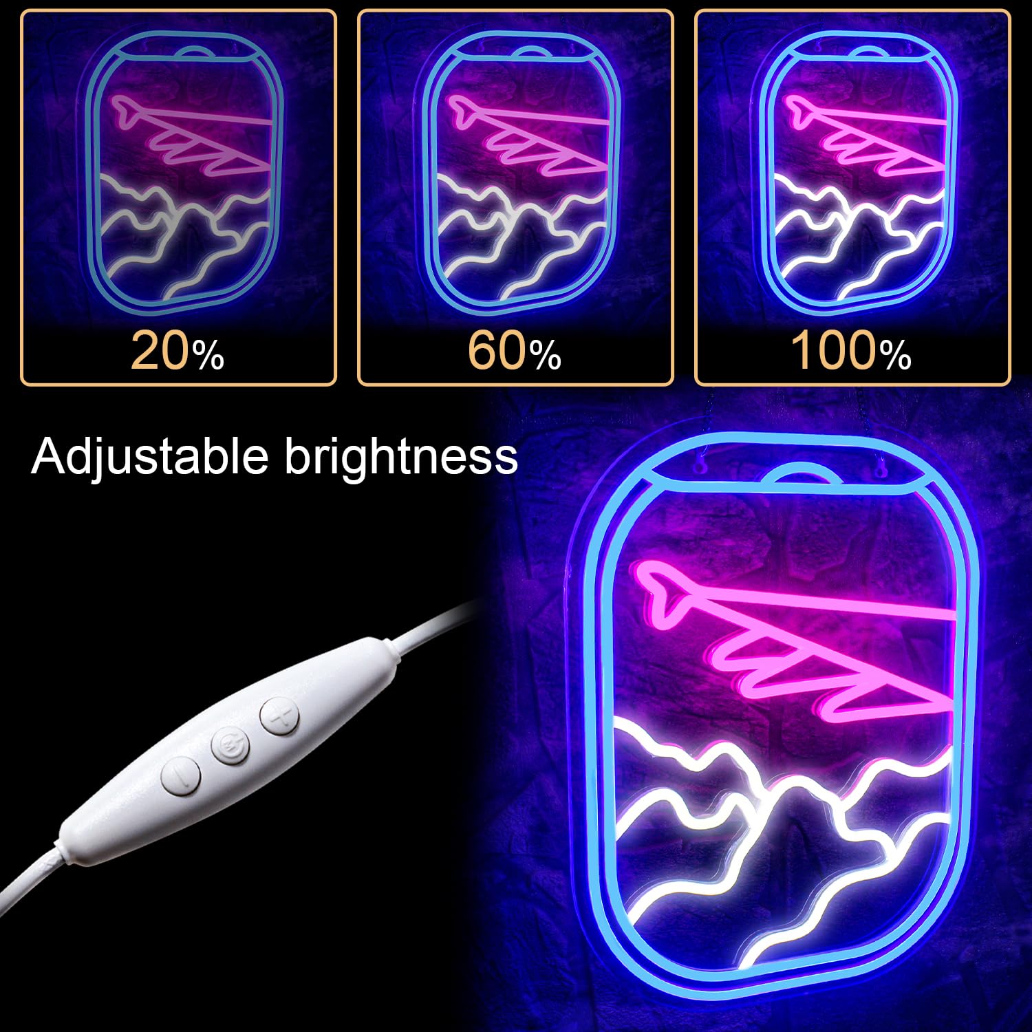 WLHOPE LED Neon Sign - Air  Window View Decor, 12.6x16.5 inches, B-  Window Clouds, Model LL-fly view