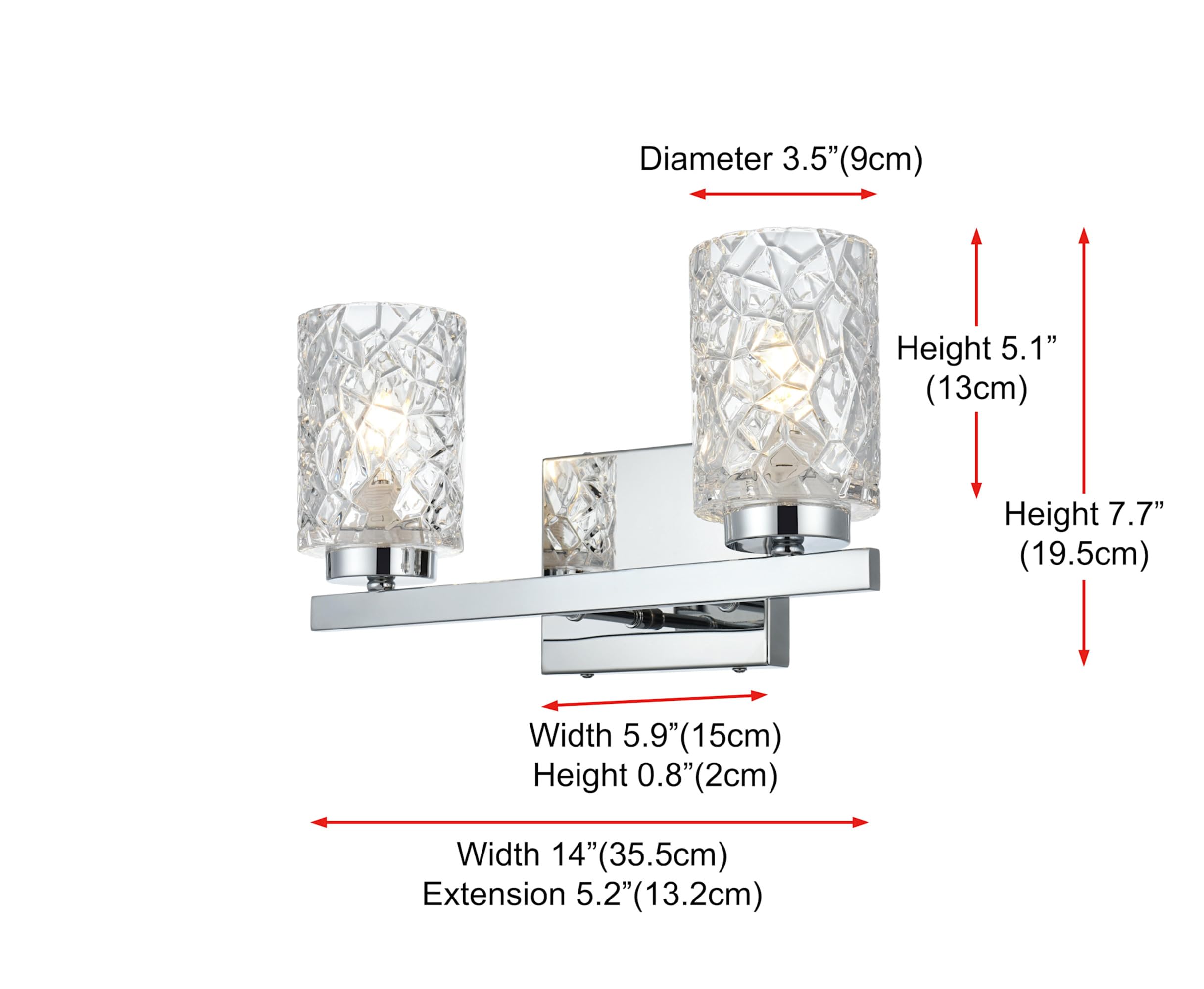Living District Cassie 2-Light Metal Bath Sconce in Black and Clear