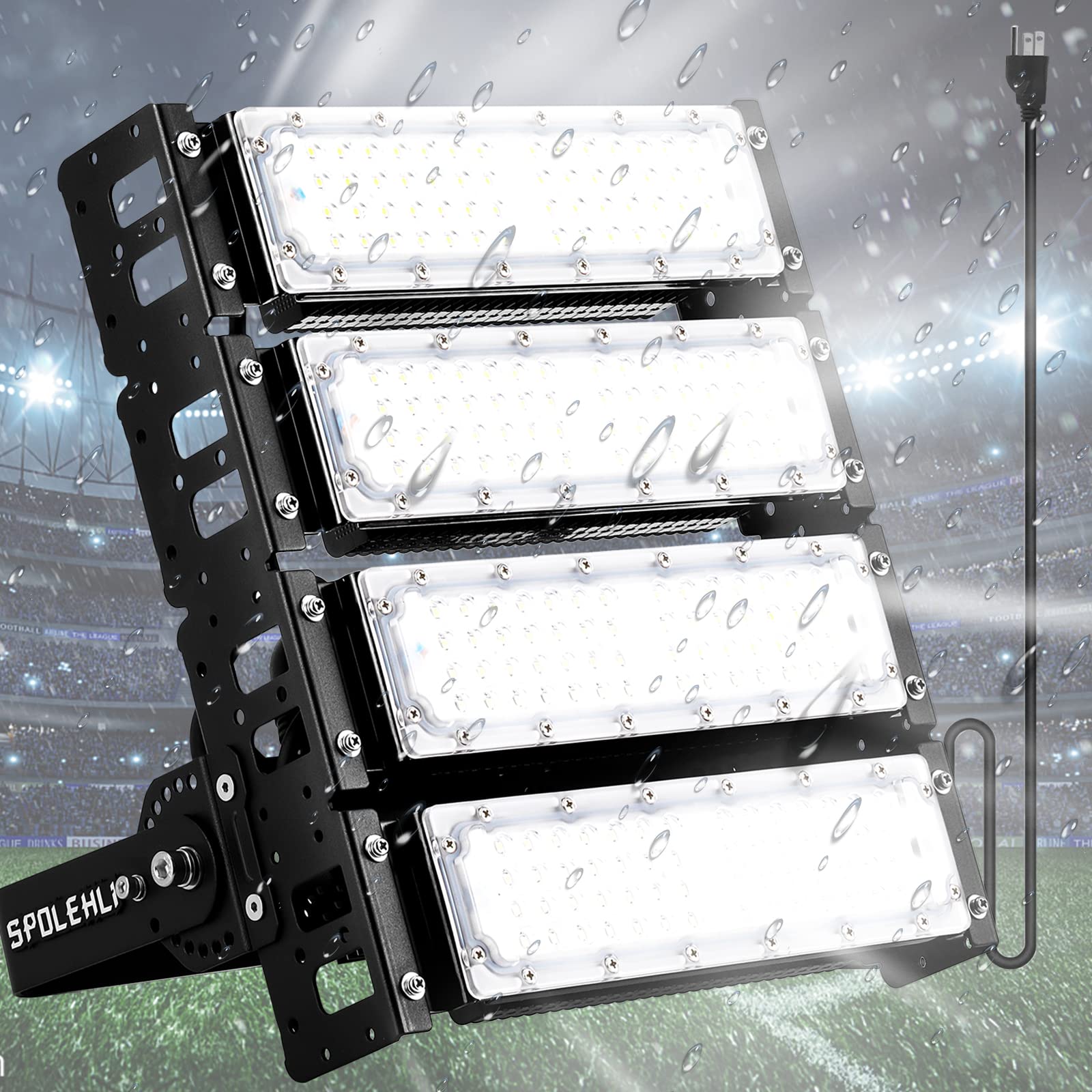 Spolehli 1200W Led Stadium Flood Lights 32000Lm Ip66 Waterproof 6500K Daylight Outdoor Lighting