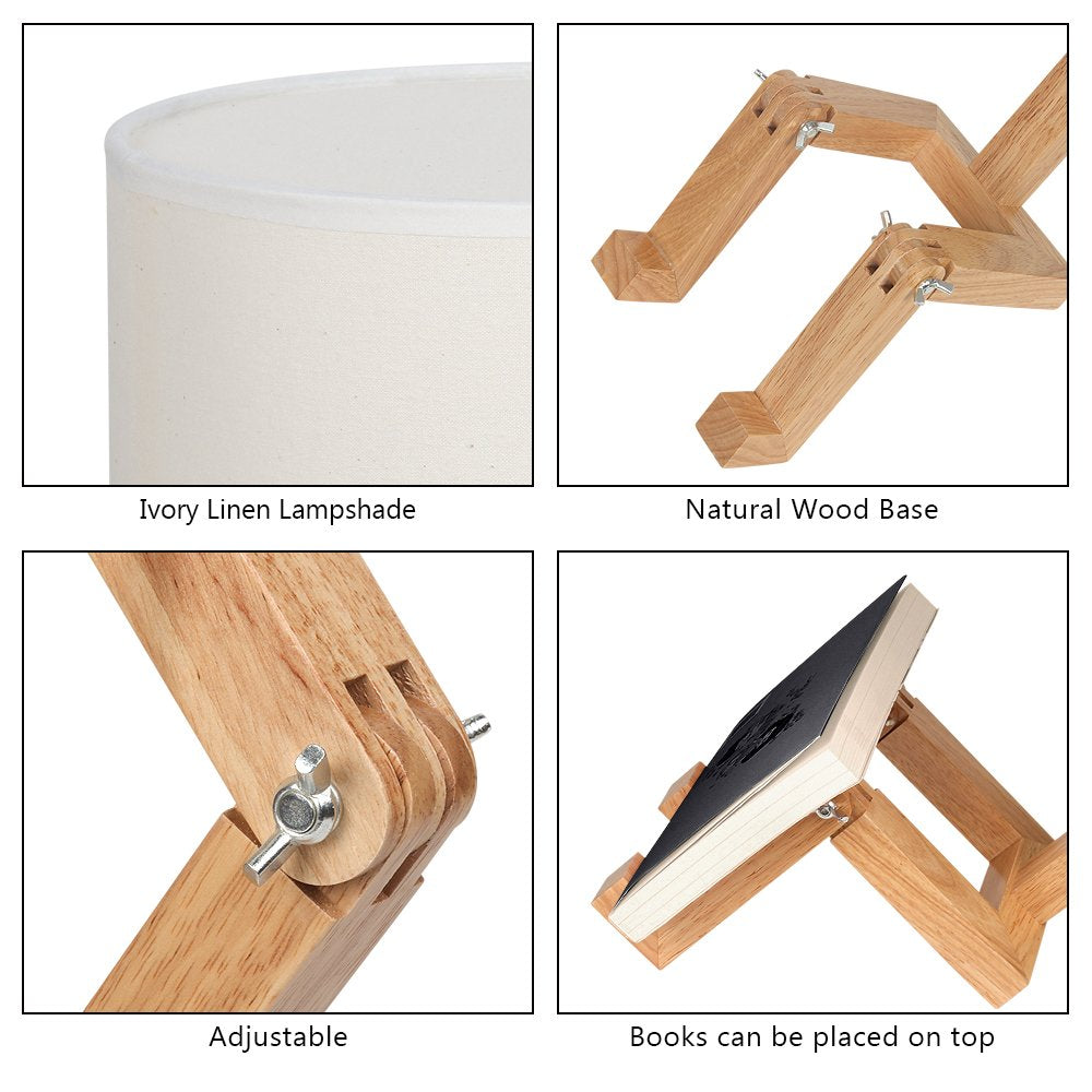 HAITRAL Desk Lamp - Cute Creative Table Lamp with Wood Base, Linen Material, Model 5841595668, Fun Color, Ideal for Bedroom and Office