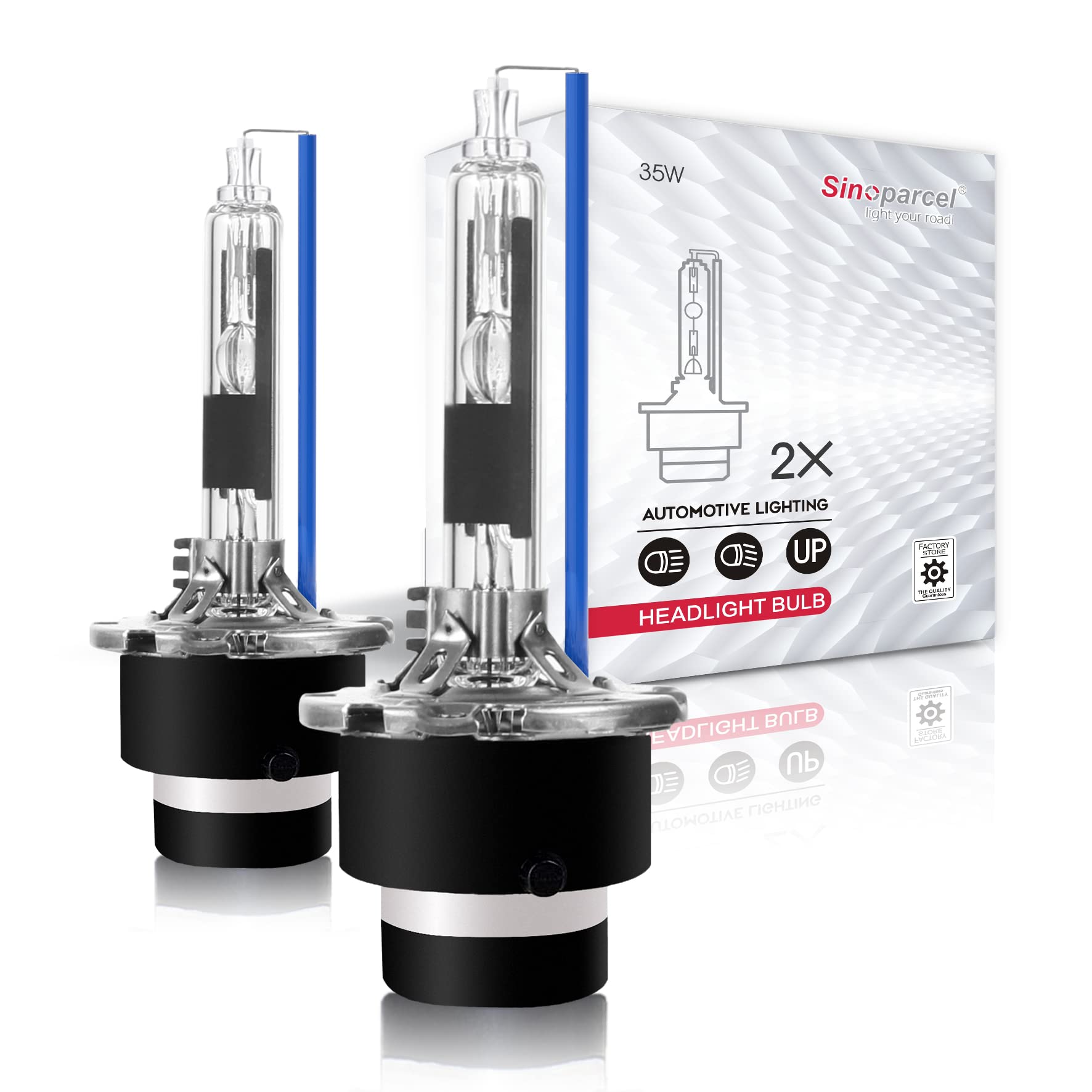 Sinoparcel D2R Xenon HID Headlight Bulbs - 8000K 35W Low Beam 85126UB 66250 85126WX,etc Replacement Lights- Pack of 2