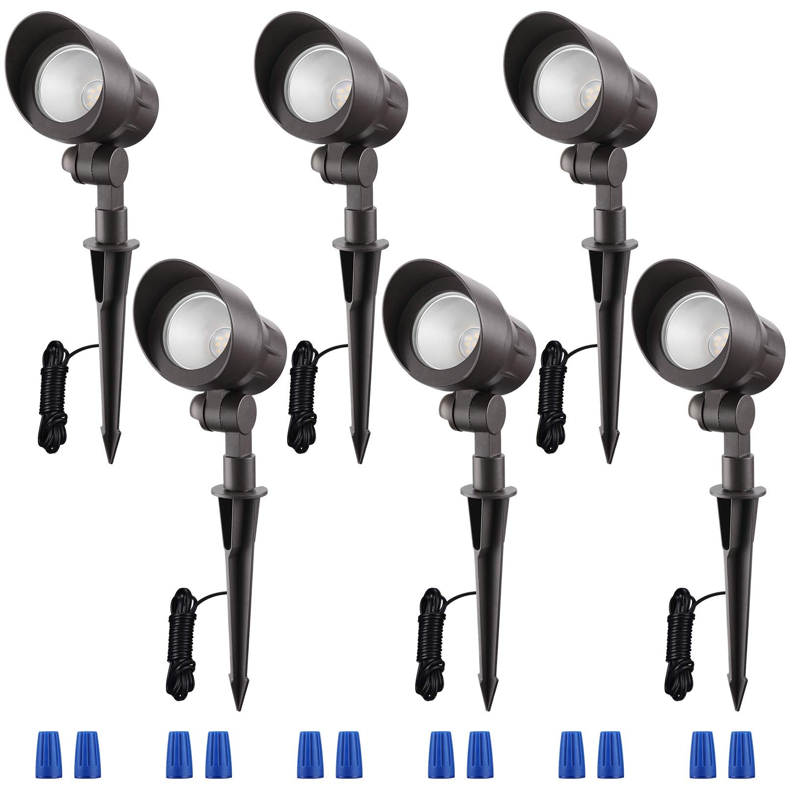 LEONLITE Low Voltage LED Landscape Spotlight, 12V, Die-cast Aluminum, Warm White 3000K, Pack of 6, Model 74799