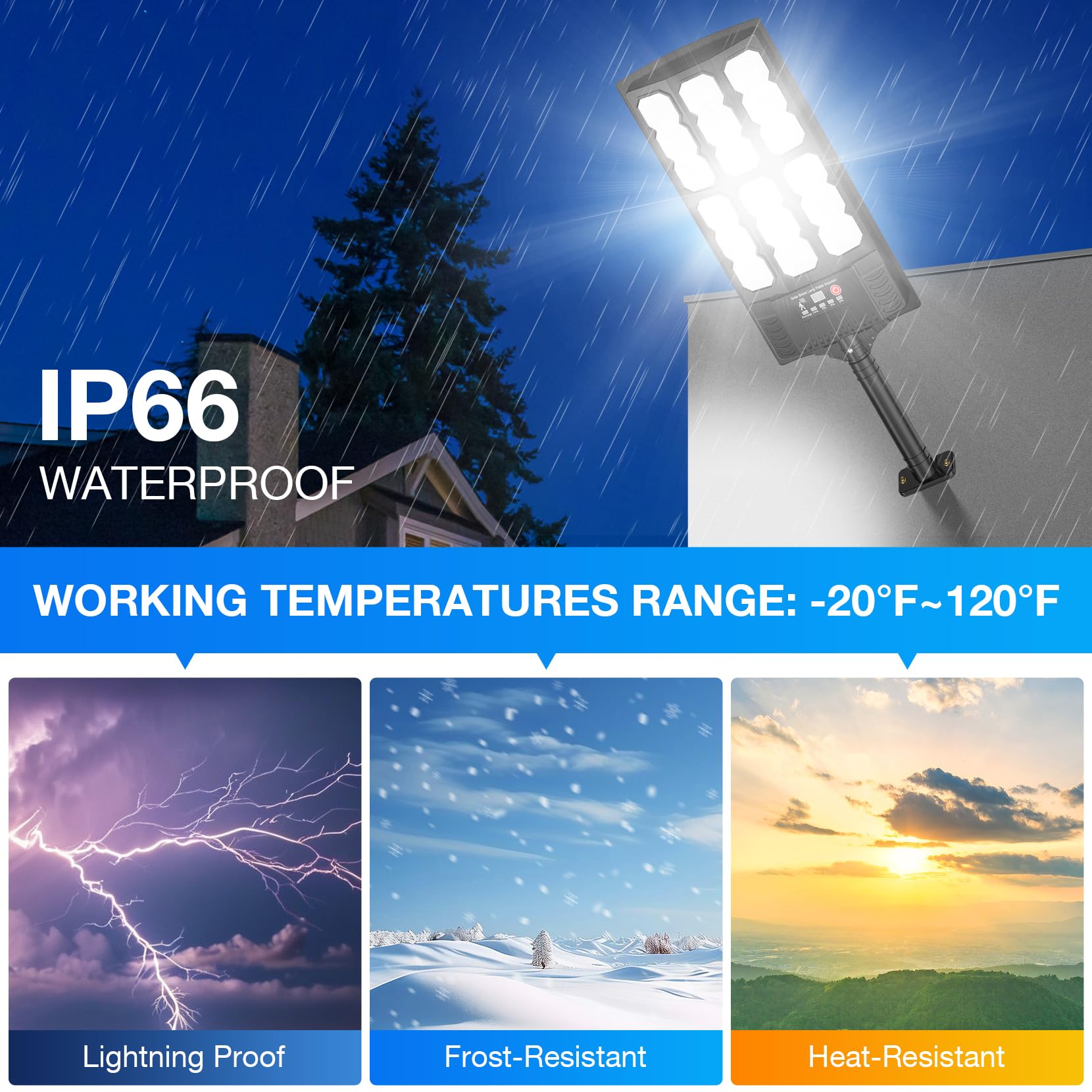 VowelsOne Solar Street Lights - 20000LM LED with Remote, Motion Sensor, 2Pack, Black, Model T4-2P for Outdoor Use