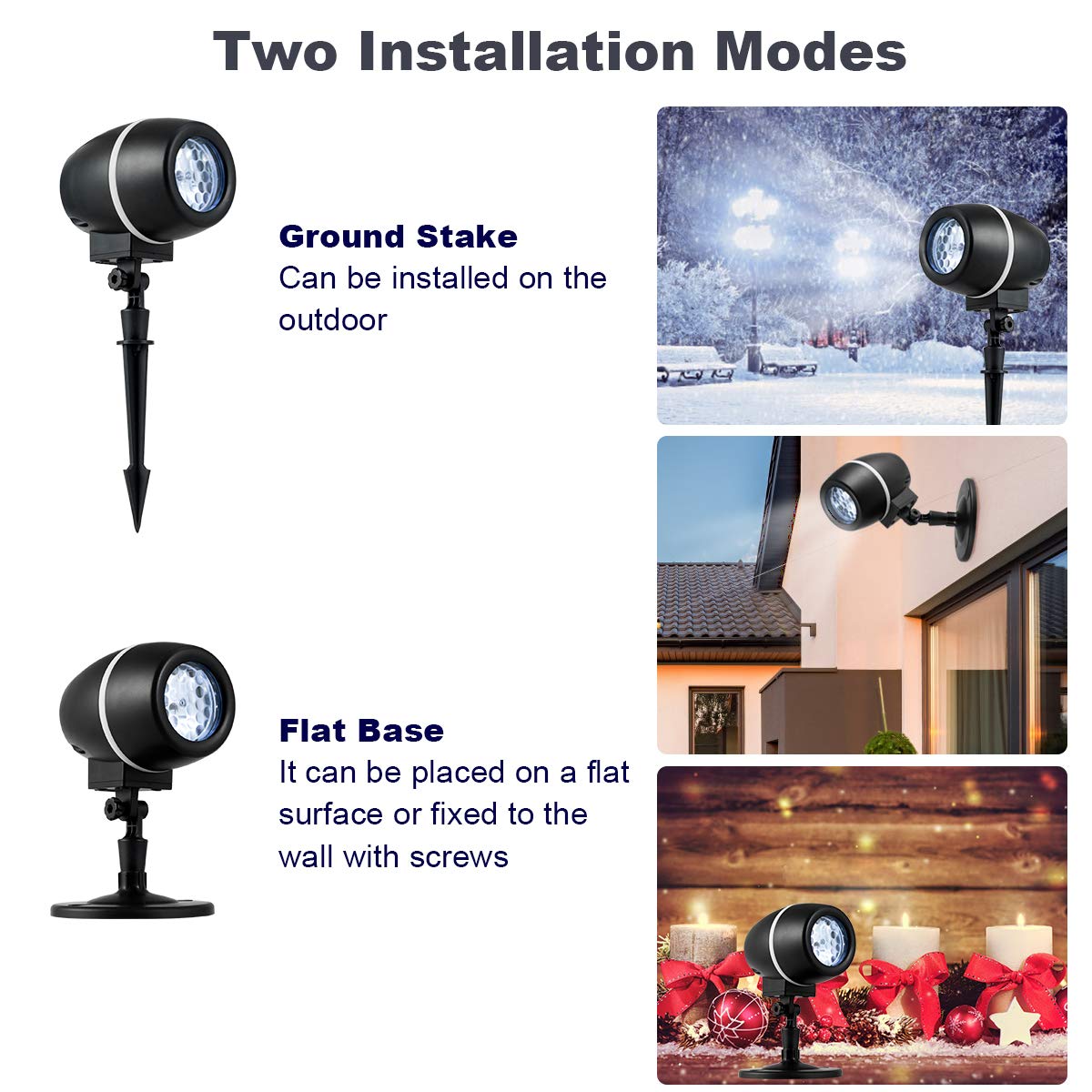 Tangkula Christmas Snowflake LED Projector Lights, Remote Control, 5.5in x 5.5in x 13.5in, ABS Material, Model GT-TK-US84742