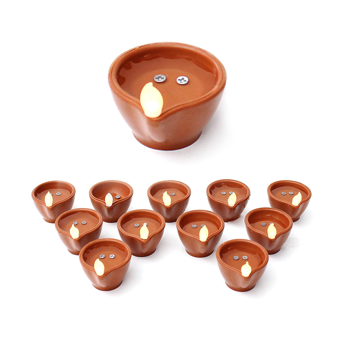 EYUVAA LABEL LED Water Diyas for Office & Home Decoration | Water Sensor Diya for Diwali Decoration (Pack of 24)