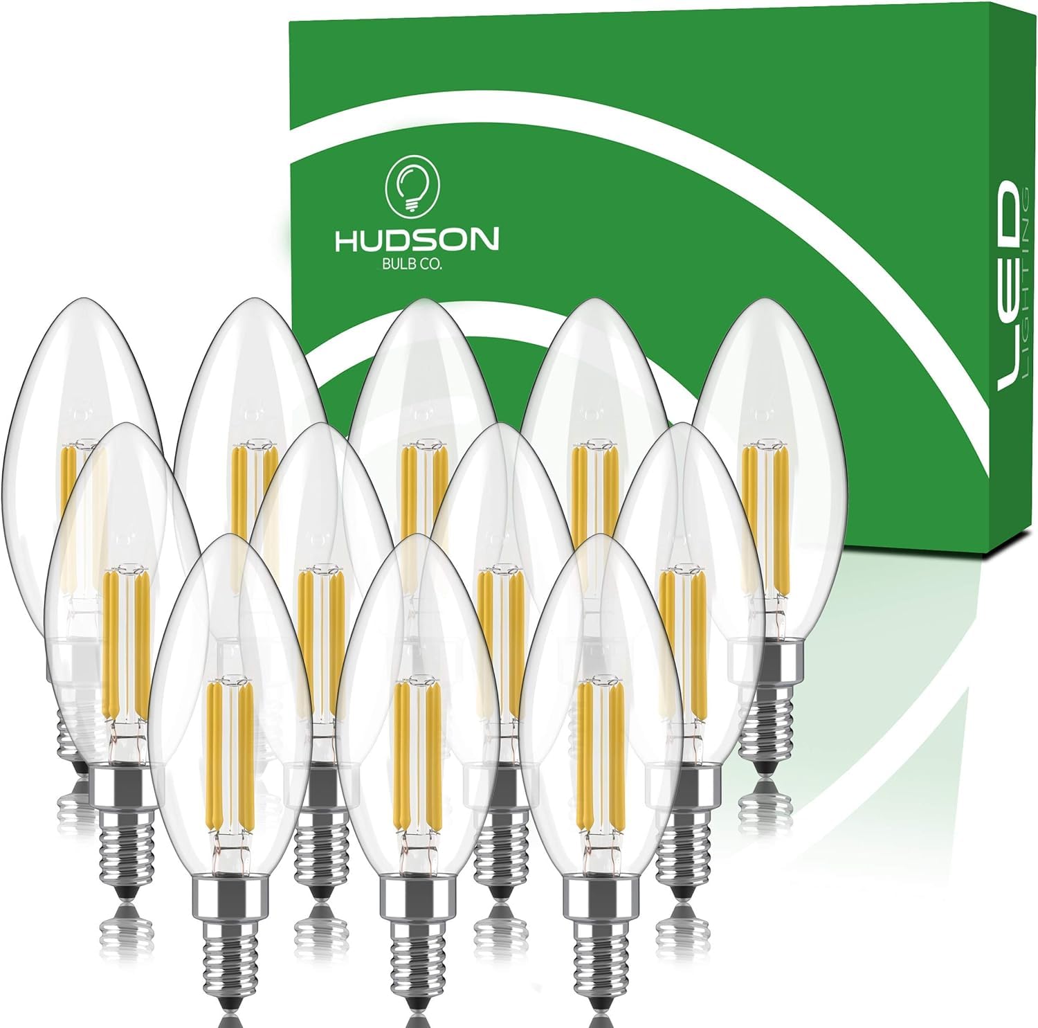 HUDSON BULB CO. Dimmable E12 LED Candelabra Bulb Set 4W 5000K Daylight White Pack of 12