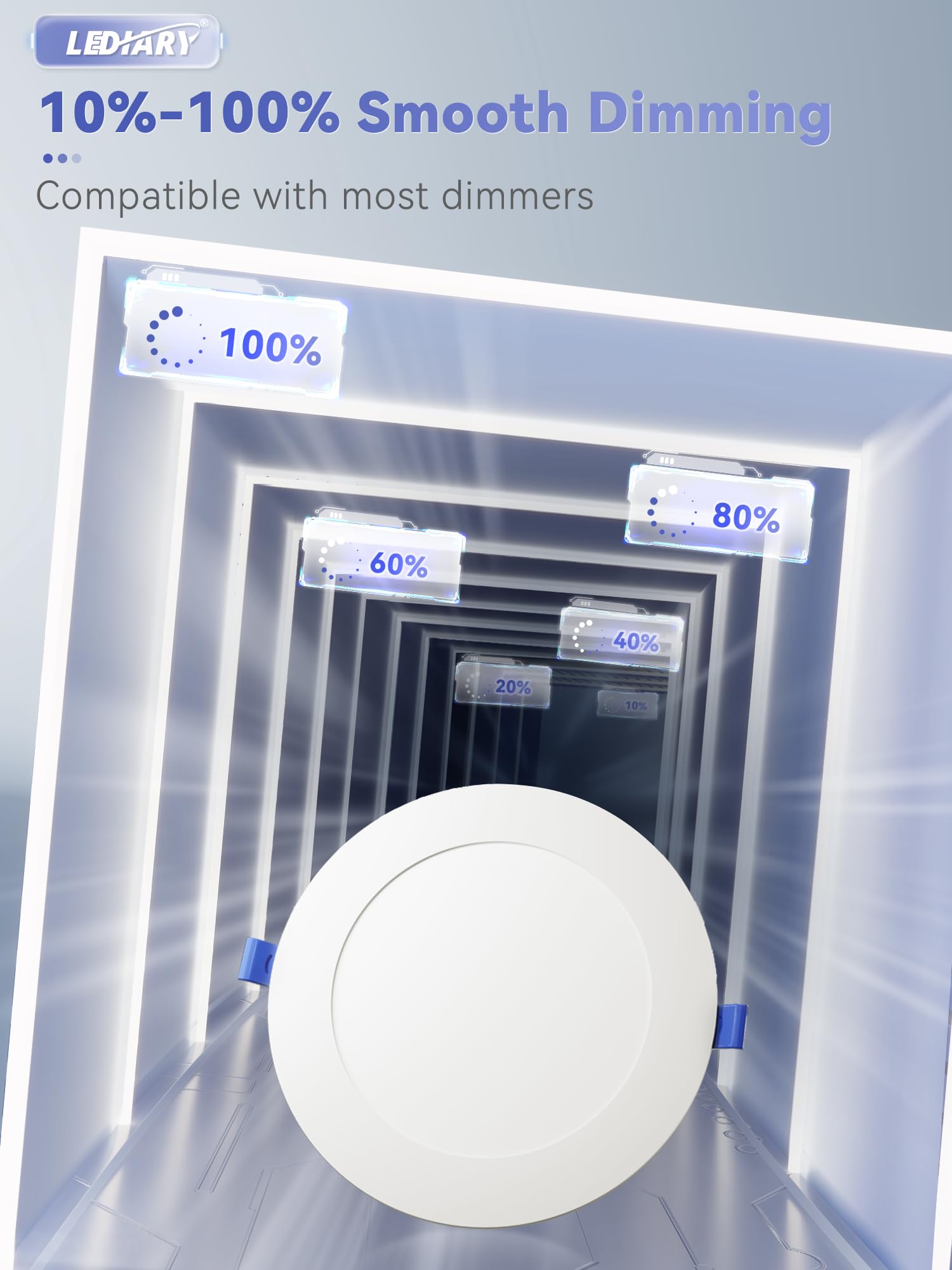 LEDIARY 6" Dimmable LED Recessed Lighting, 24 Pack, 5CCT 2700K-6000K, Ultra Thin, Model RL231007,