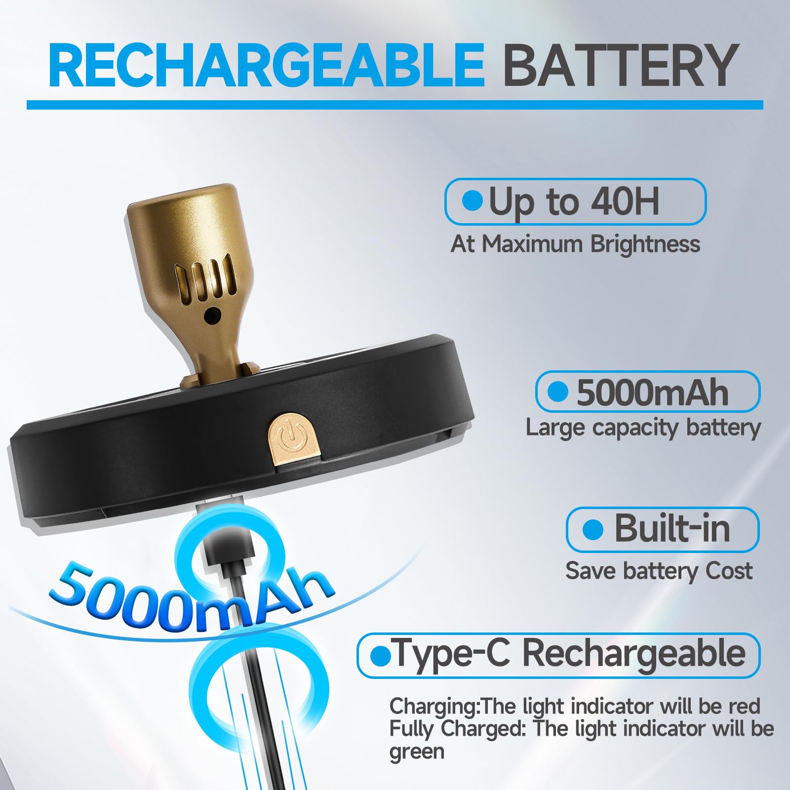 HOFUY 2-Pack Wireless LED Spotlight, Rechargeable, Dimmable, Remote Control, Black+Gold, Model USB-XSpot-HJ