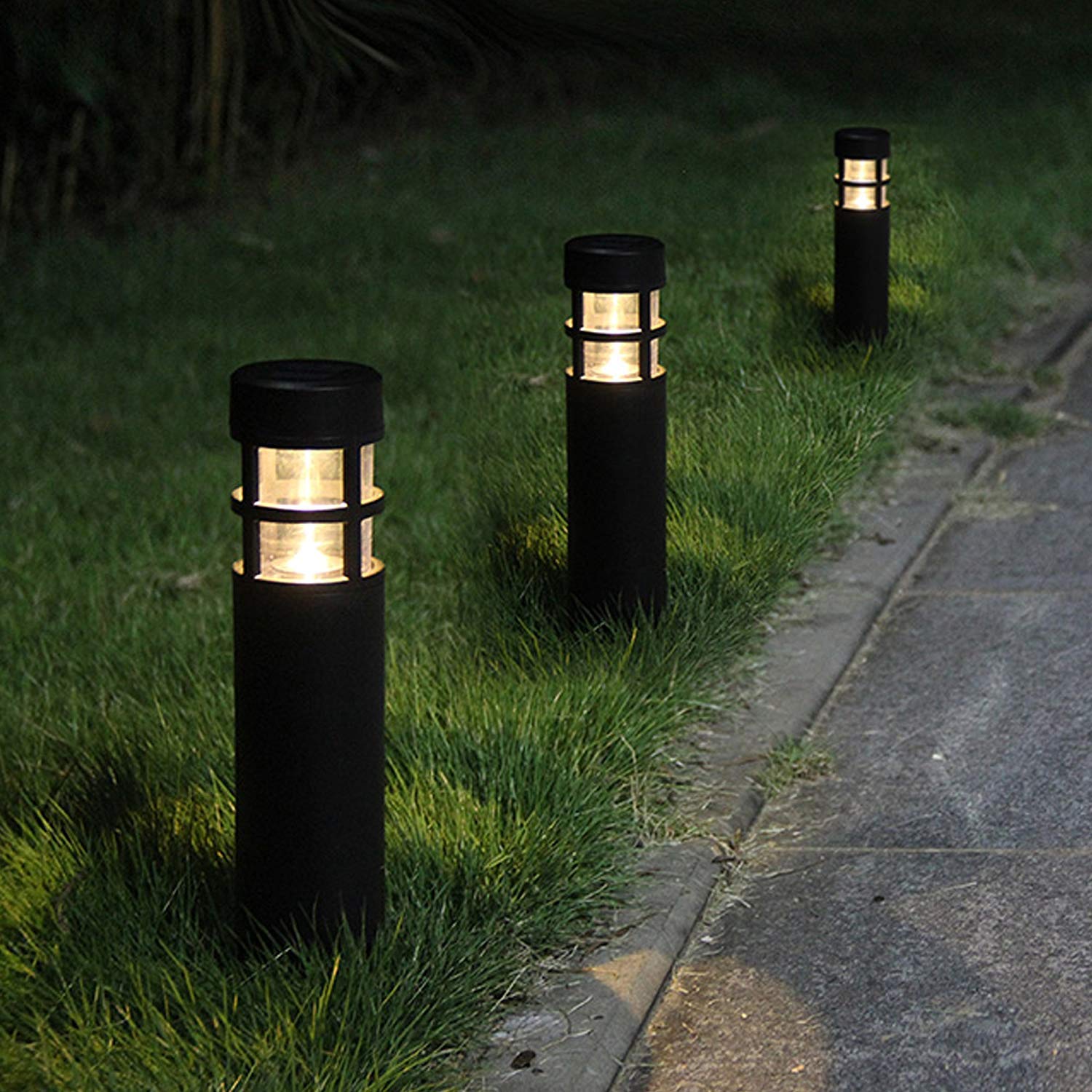 Sunwind Solar Garden Lights Outdoor Led Bollard Solar Powered Path Lighting For Patio Pathway Backyard Lawn Landscaping (Black-6