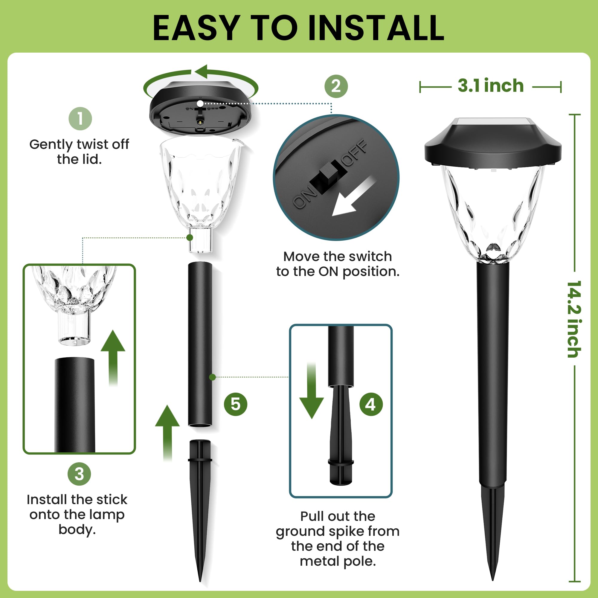 Suncket Solar Outdoor Lights, Bright Solar Christmas Lights Outdoor With Great Pattern, Waterproof Auto On/Off Solar Lights For Outside Garden Walkway Driveway Yard Pathway(8 Pack)