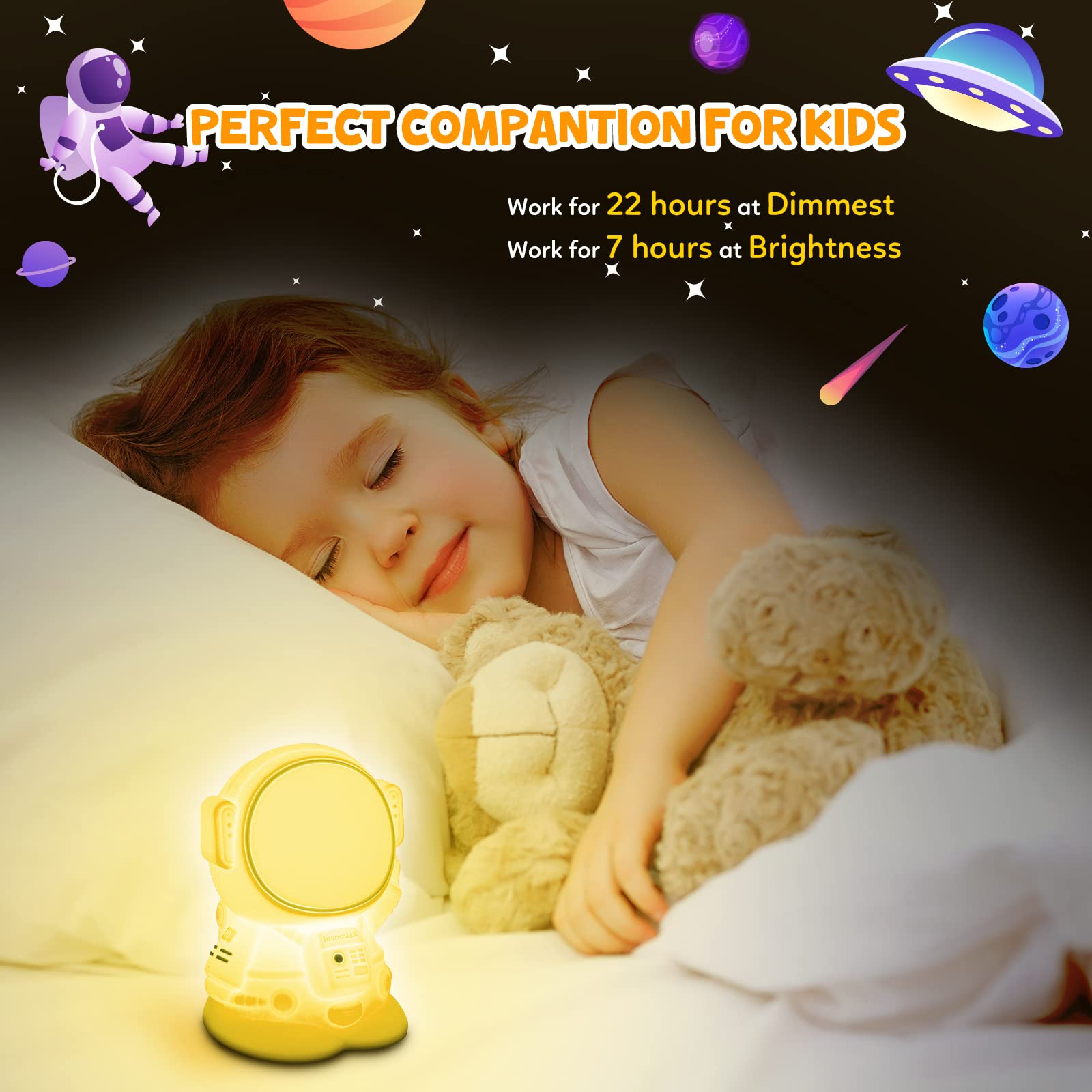 Mamtopia Astronaut Night Light For Kids Room Night Lamp Children Toddler Room Decor Silicone Baby Nursery Night Lights