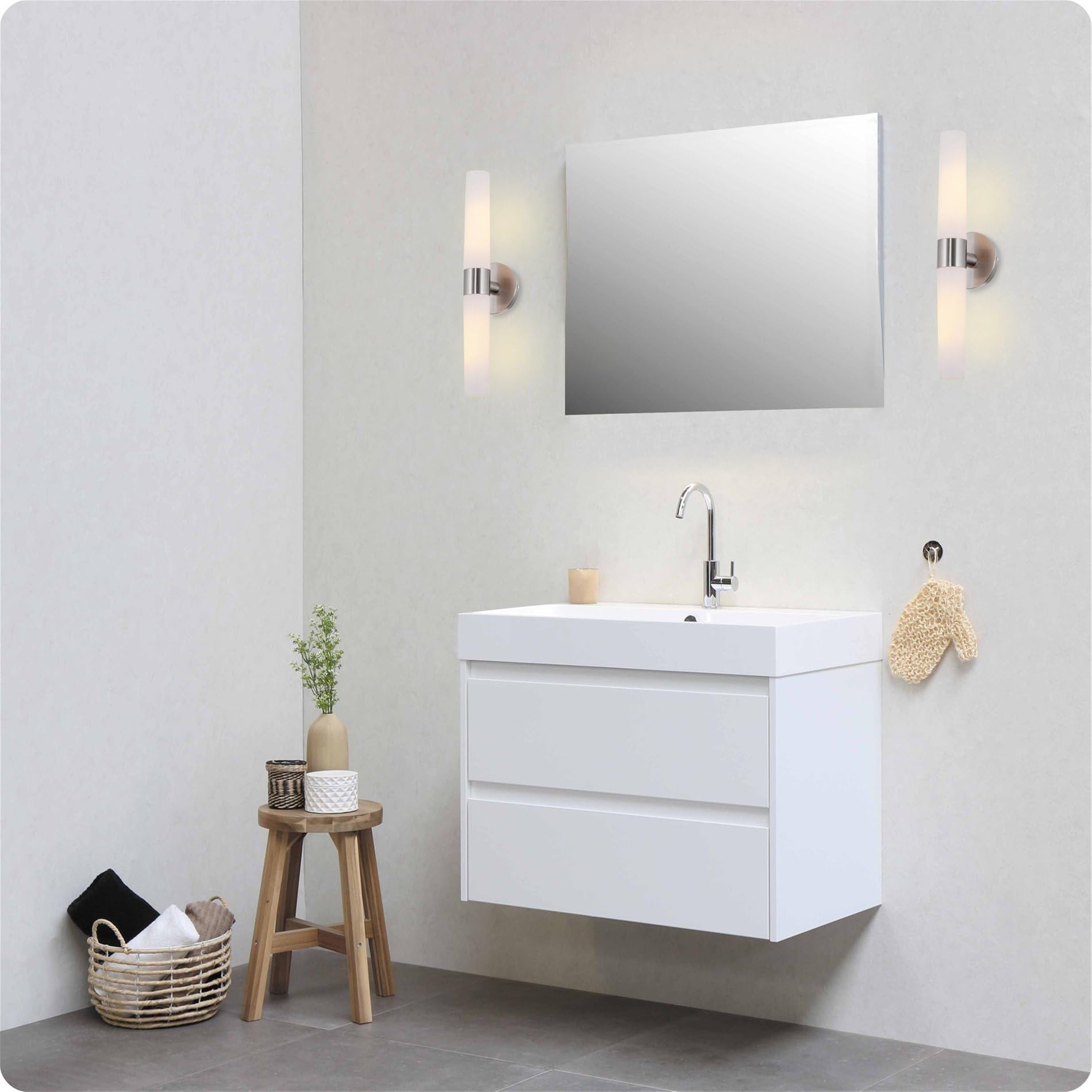 Kira Home Duo 21in Wall Sconce, Frosted Opal Glass Shades, Brushed Nickel Finish, 2-Pack, Model RV-W131-1747-BN-P2