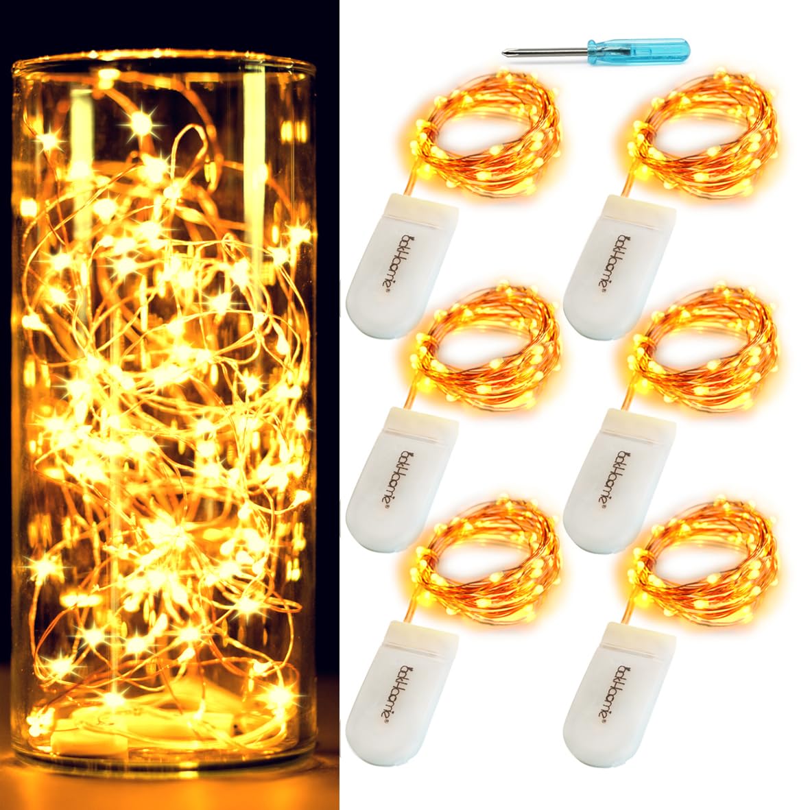 OakHaomie [6-Pack] 7Feet Starry String Lights,Fairy String Lights 20 Micro Starry LEDs On Copper Wire, 2pcs CR2032 Batteries Inc