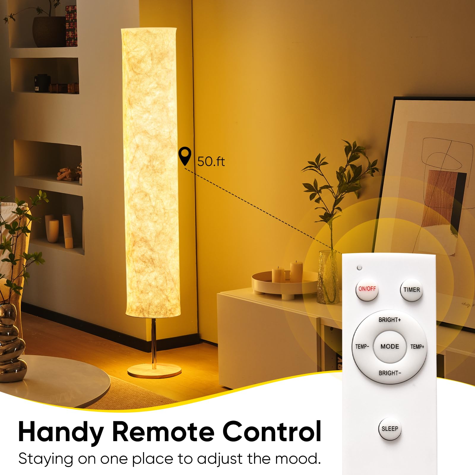 Soft Light Floor Lamp, 58 Inch Simple Design Morden Slim Warm Light 3000K Led Tyvek Fabric Shade With Led Lamp For Living Room Bedroom Game Room