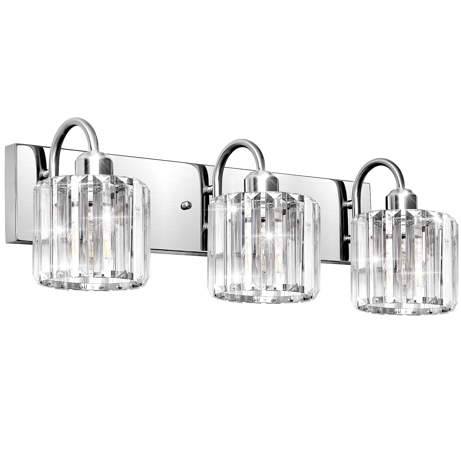 3-Light Brushed Nickel Vanity Light Fixtures For Bathroom Over Mirror