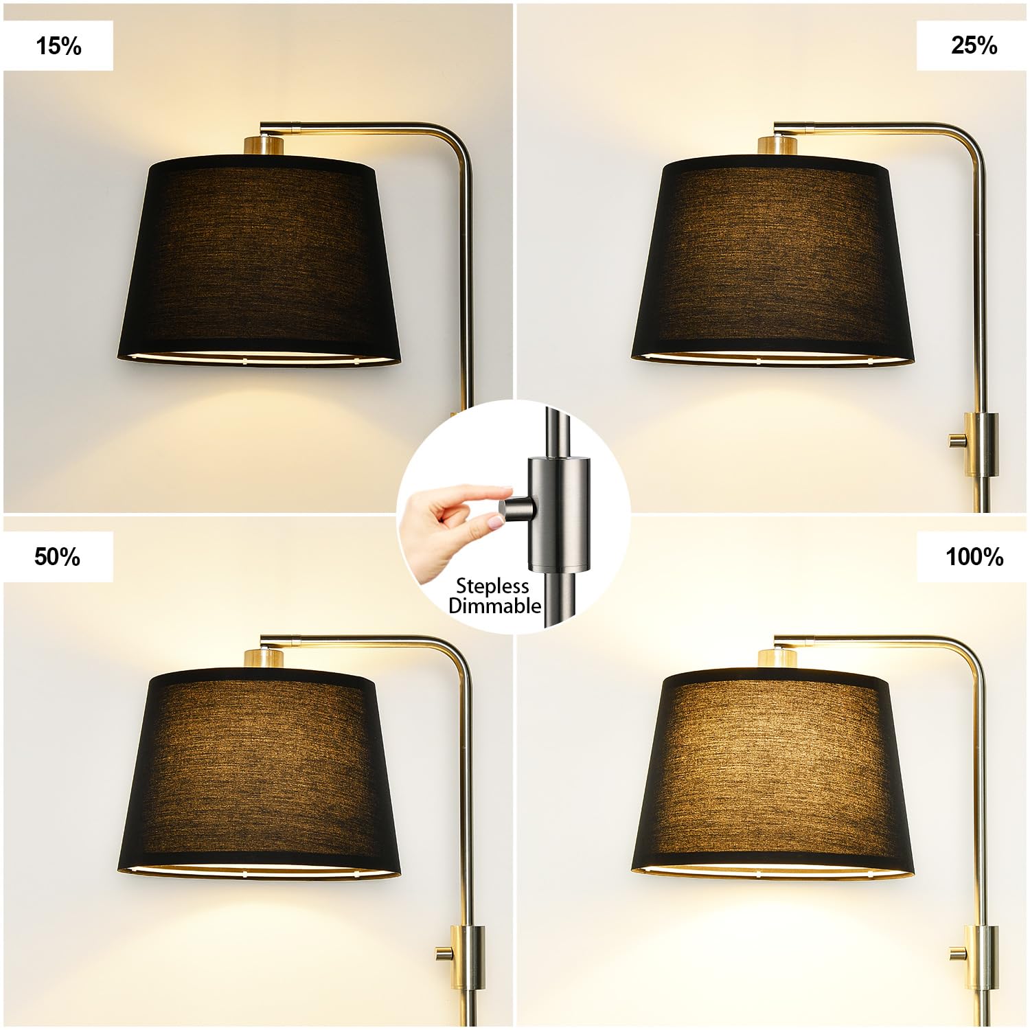 ?Upgraded? Dimmable Floor Lamp, 1000 Lumens Led Edison Bulb Included, Brushed Nickel Arc Floor Lamps Modern Standing Lamp With B