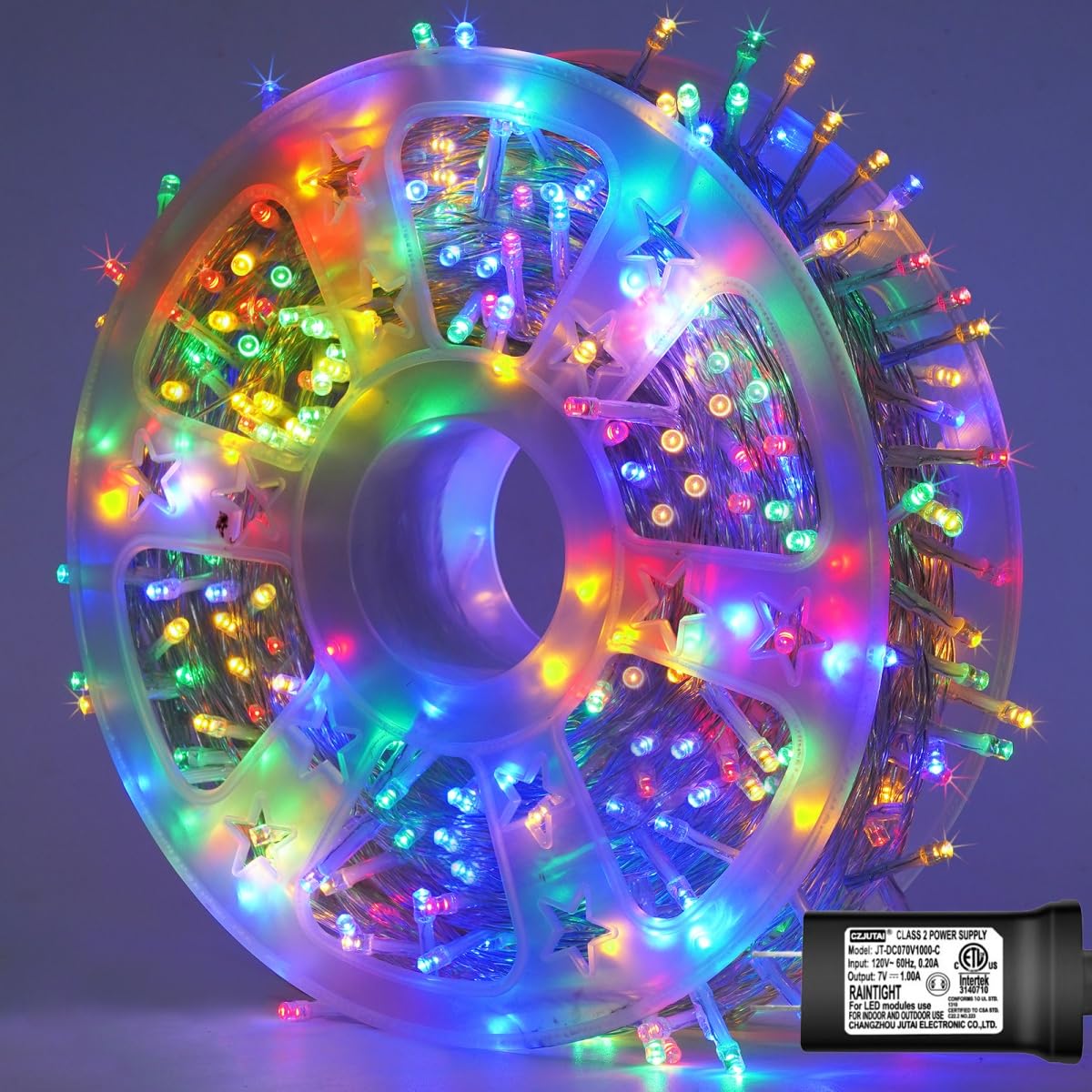 YEGUO Christmas Lights, 165ft 500 LED String Light Multicolor, Clear Wire Plug in for Indoor Outdoor