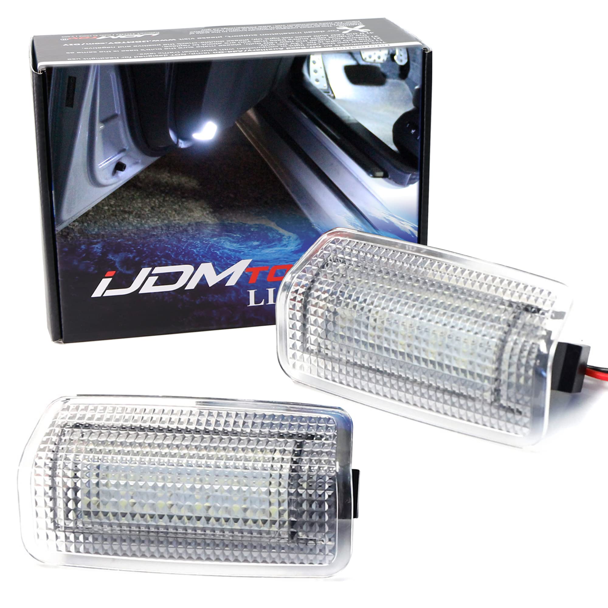 iJDMTOY Full LED Side Door Courtesy Light Assy for Lexus & Toyota, 18-SMD Xenon White LED, Clear Lens