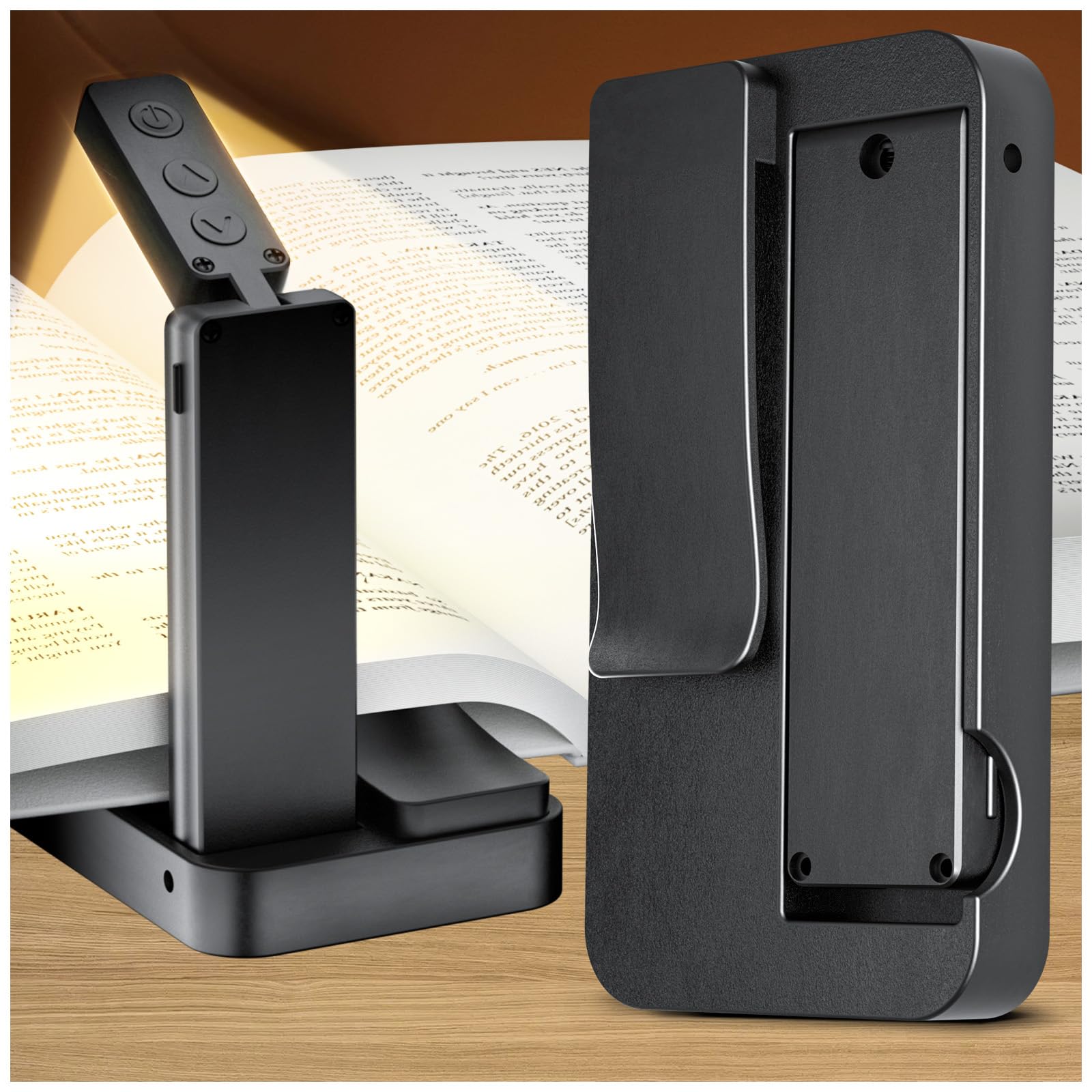 Lucarni Reading Light,Foldable Book Light,3 Color & Stepless Dimming Book Light for Reading at Night,700mAh Battery for Long-Las