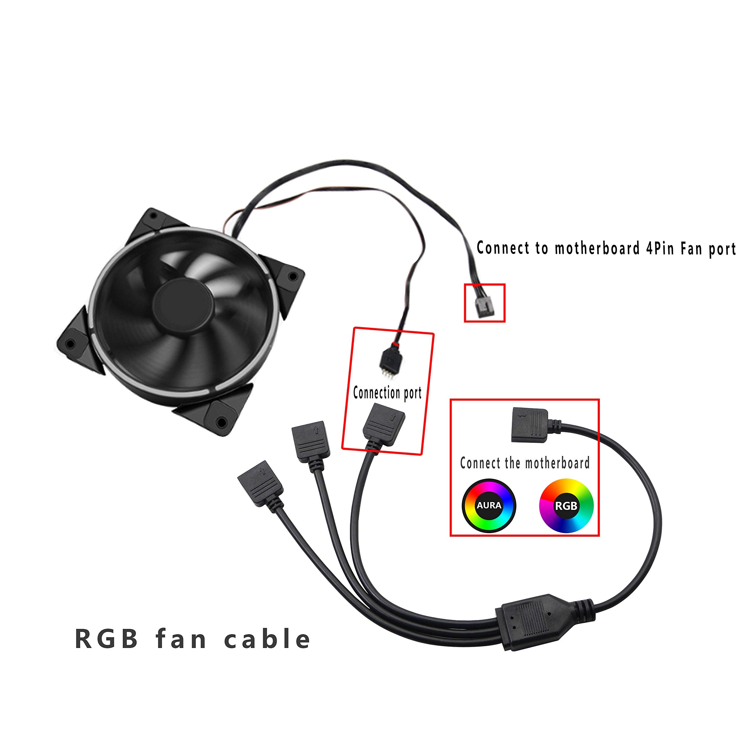 Gelrhonr 12V 4 Pin Rgb Splitter Cable Led Strip Connector, Rgb 4 Pin Splitter 1 To 4 Cable 5050 Led Tape Light Connector,Extension Cable For Computer Fan Motherboard(5-12V)(1 To 4)