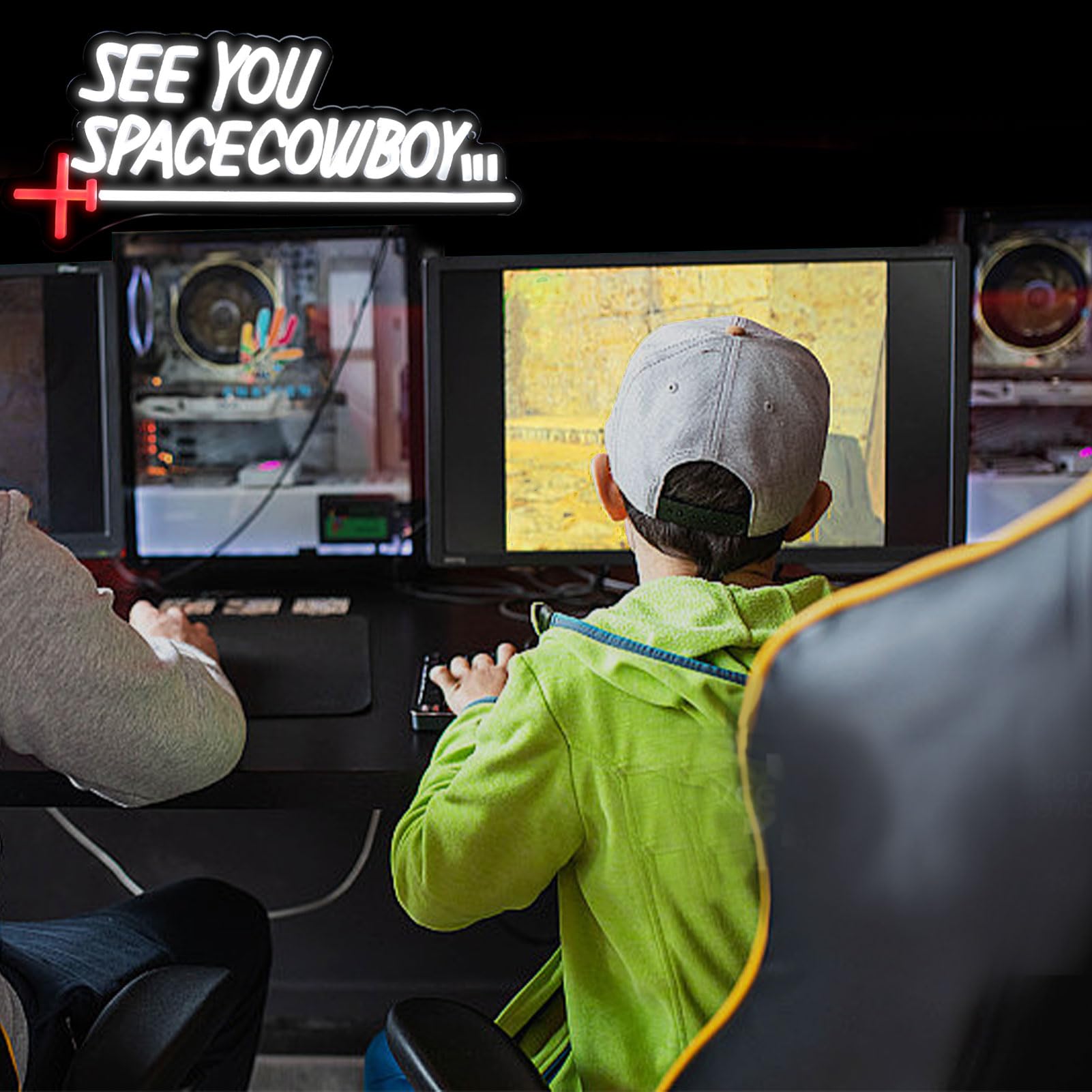 YueLangDou See You Space Cowboy Neon Signs for Wall Decor, Space Cowboy Neon Lights with Dimmable for Game Room, Bedroom,Cowboy