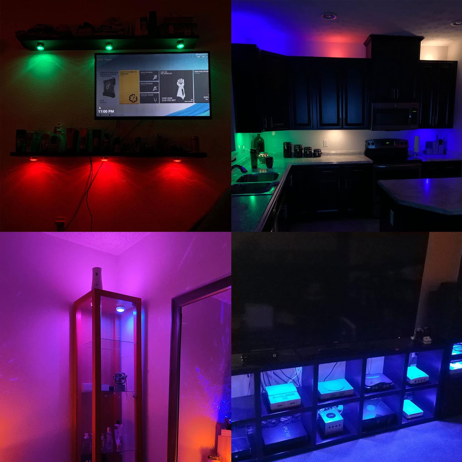 Under-Cabinet Lights Rechargeable Puck Lights Led Closet Lights With Changeable 16 Colors Usb Charging Battery Lights With Timin