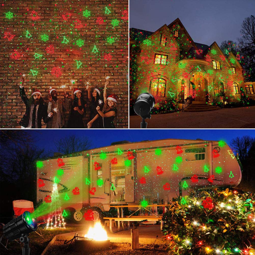 Christmas Laser Lights With Wireless Remote - Red/Green Star Projector For Outdoor Garden, Patio, Wall Decoration