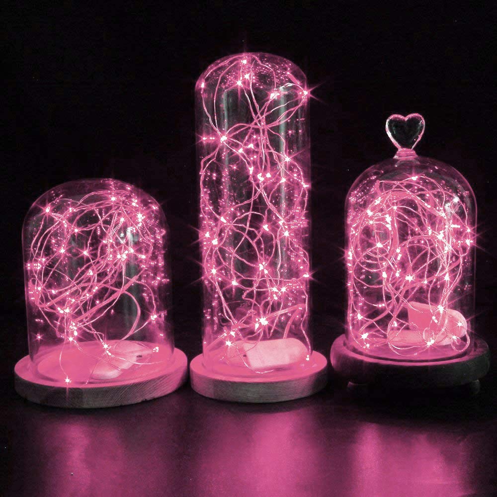 NiniTe LIGHTS 24 Pack Fairy Lights 20 LED Mini String Lights 6.6ft Copper Wire Pink