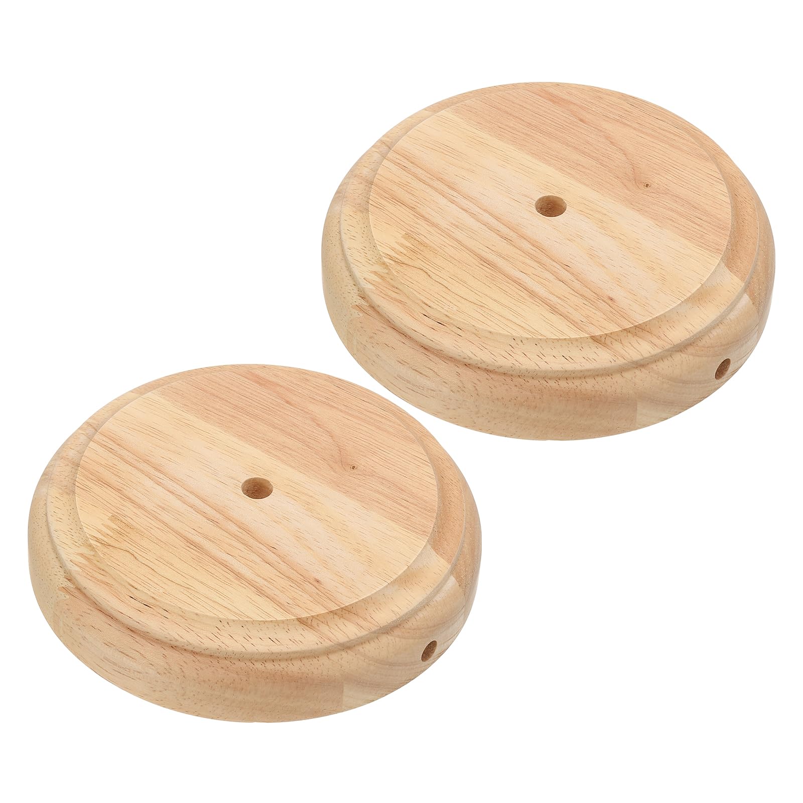 Patikil 6'' X 1.3'' Wooden Lamp Base, 2Pcs Round Solid Wooden Base Wood Desk Lamp Display Stand Replacement For Bedroom Bedside 